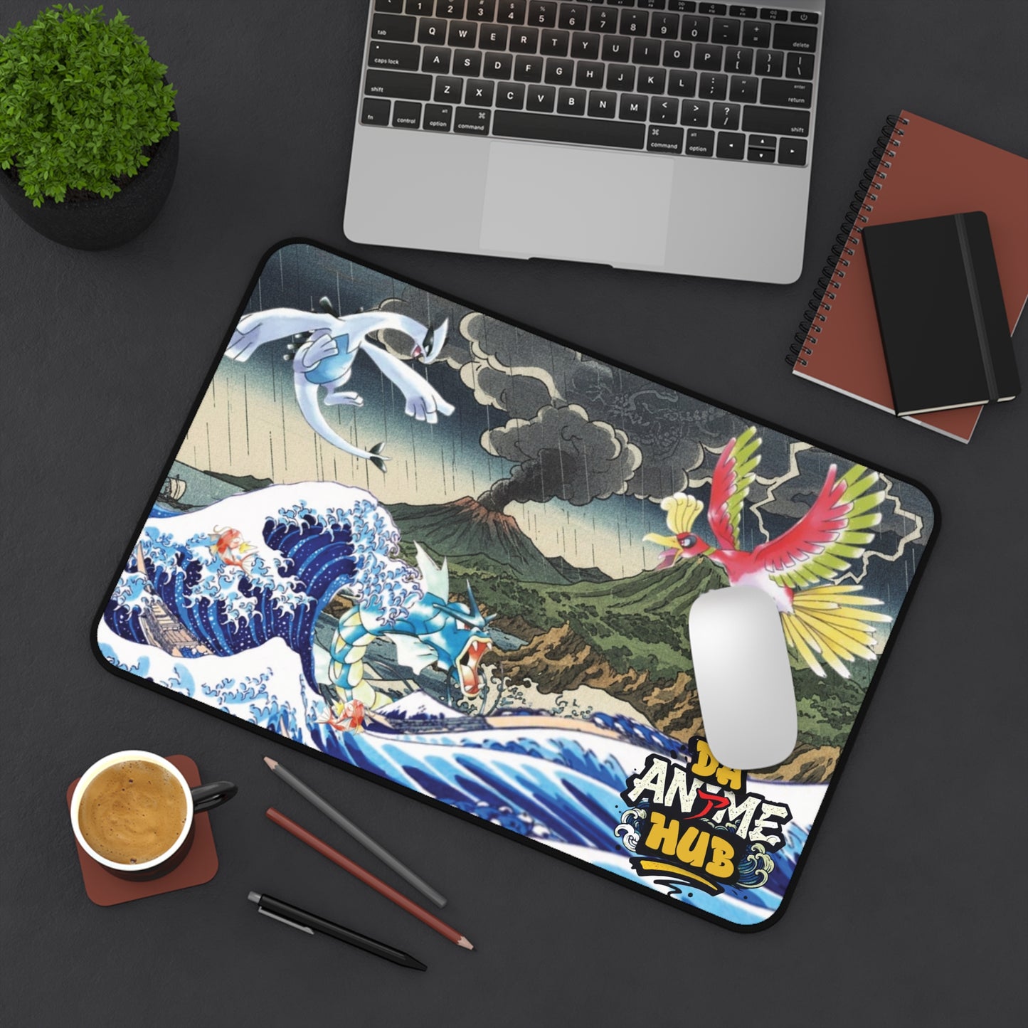 Legendary Birds Desk Mat — Great Wave Battling Deities Anime Design
