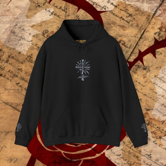 Trinity Blood Gothic Cross Hoodie — Roses & Dark Vampire Aesthetic