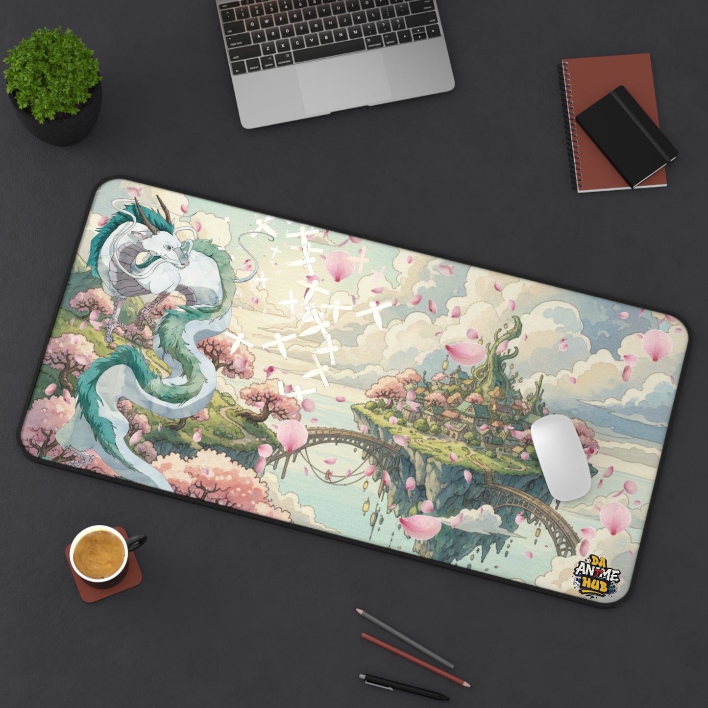 Spirited Away Haku Cherry Blossom Desk Mat — Tranquil Anime Desk Pad