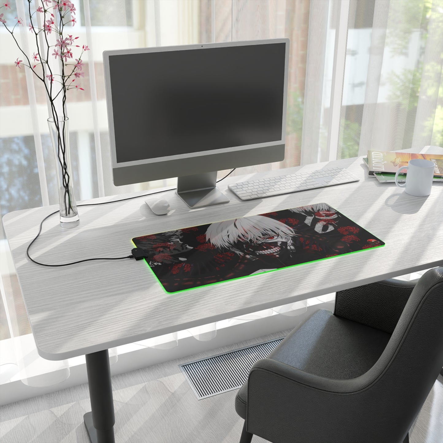 Kaneki Tokyo Ghoul LED Gaming Mouse Pad — Anime Gaming Desk Mat