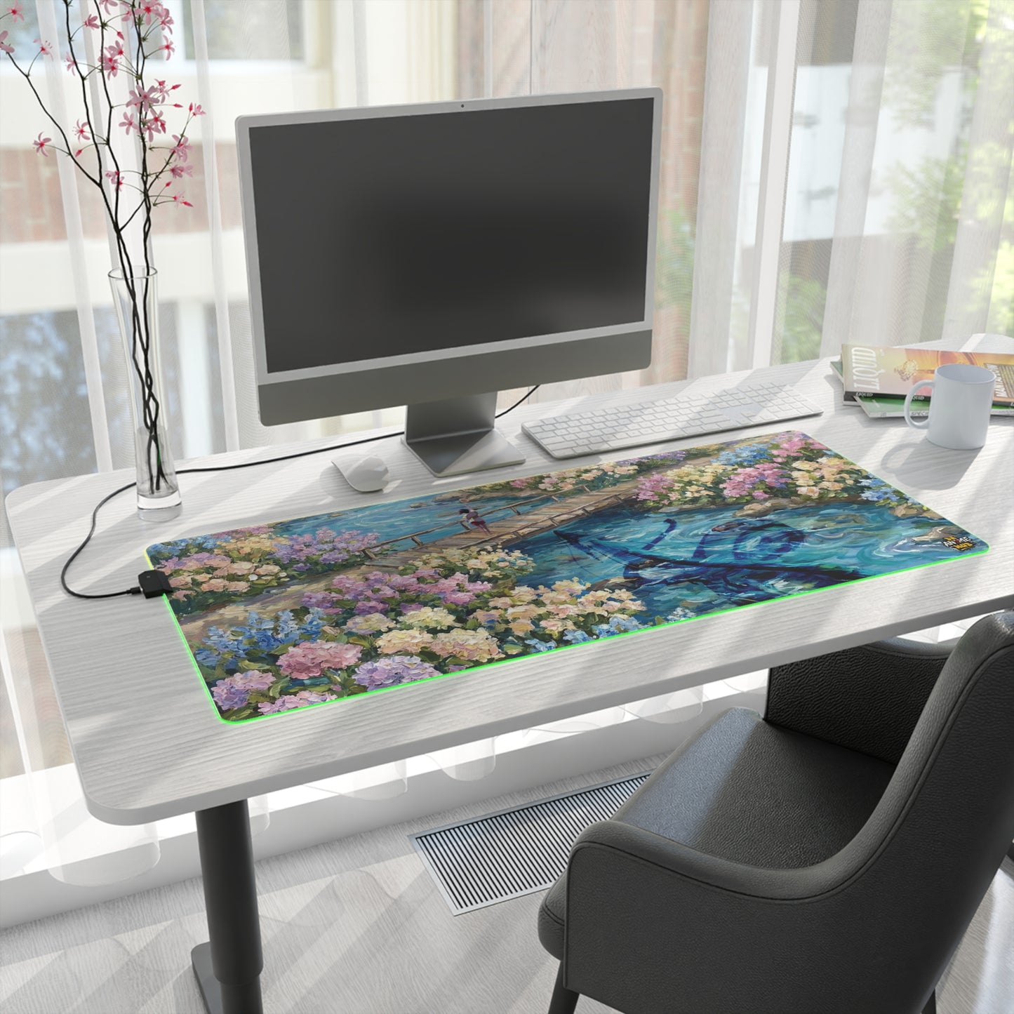 LED Mouse Pad — Memories Of The Water Spirit , Chihiro & Haku Water Spirit Floral Garden