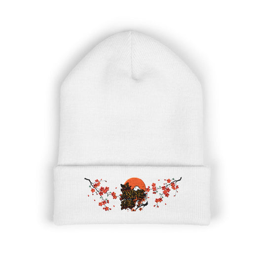 Embroidered Da Animehub Cherry Blossoms Cuffed Beanie