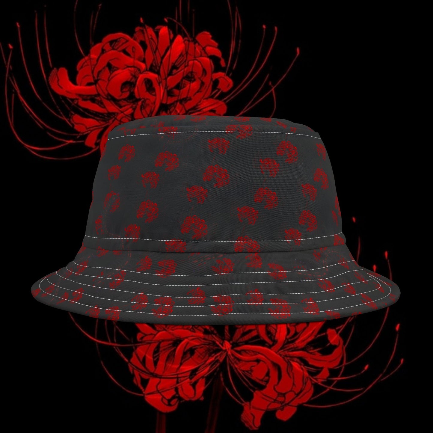 Tokyo Ghoul-Inspired Red Spider Lily Bucket Hat — Centipede Graphic