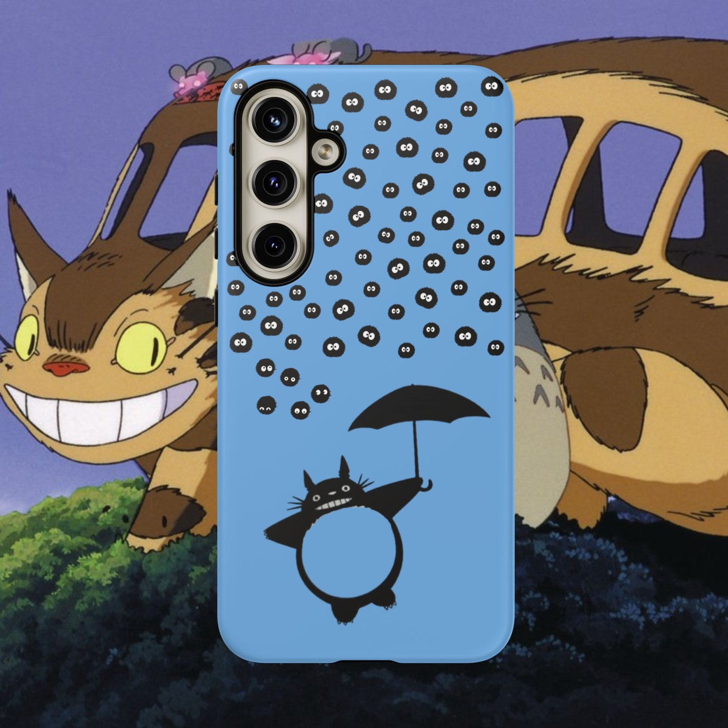 Totoro Umbrella Phone Case – Studio Ghibli-Inspired Totoro Soot Sprite Design