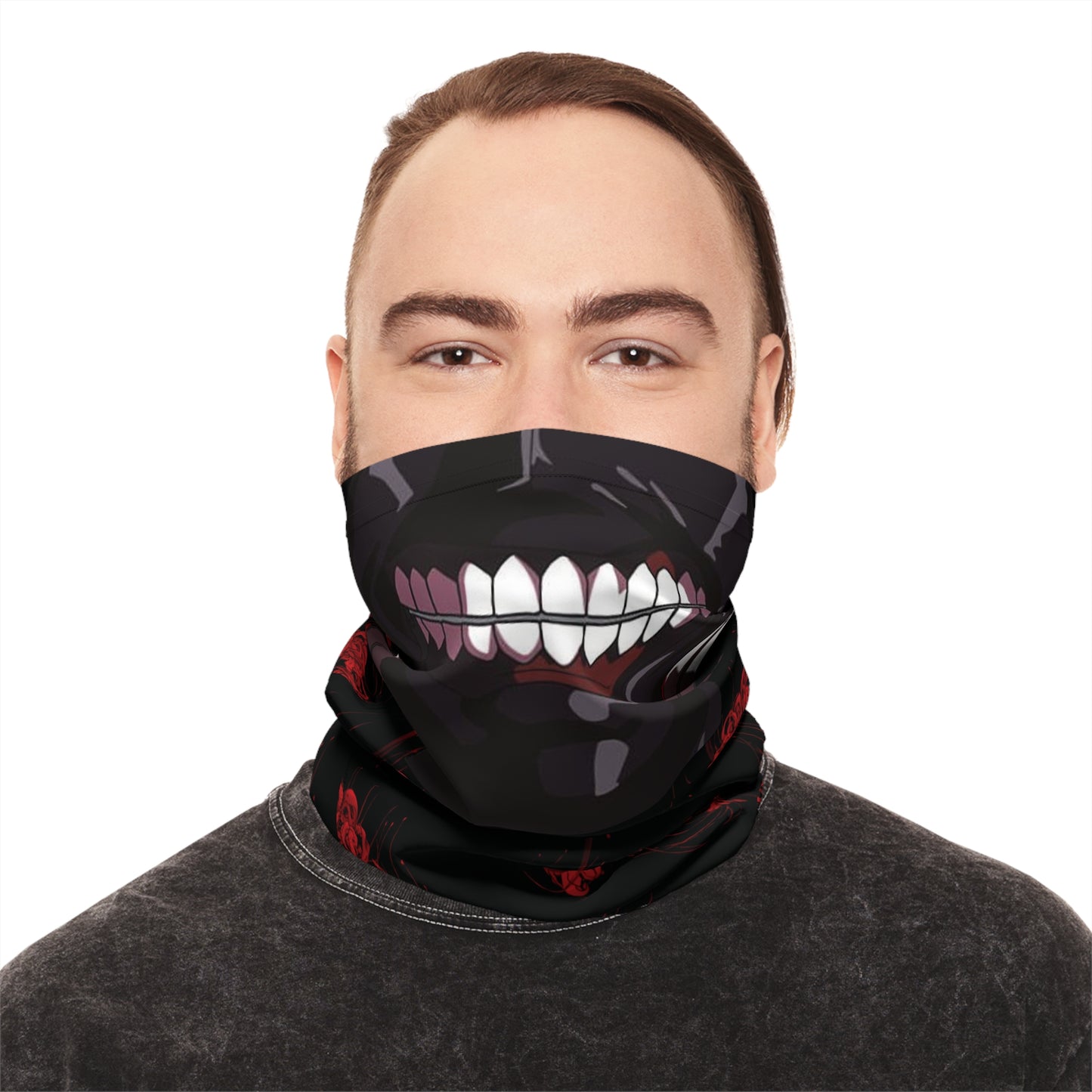 Kaneki Mask Neck Gaiter — Ghoul Smile & Red Spider Lily Design