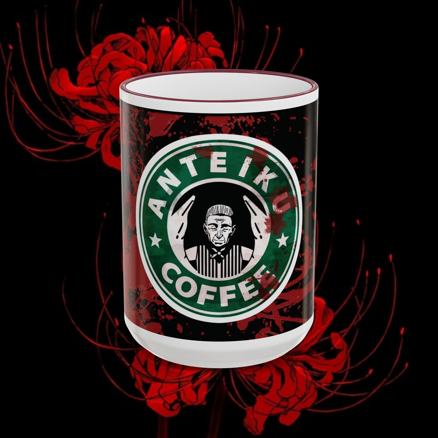 Tokyo Ghoul Inspired Accent Rim & Handle Mug — Anime Coffee Cup (11oz/15oz)
