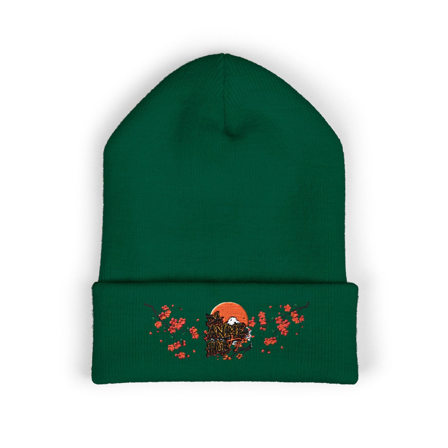 Embroidered Da Animehub Cherry Blossoms Cuffed Beanie