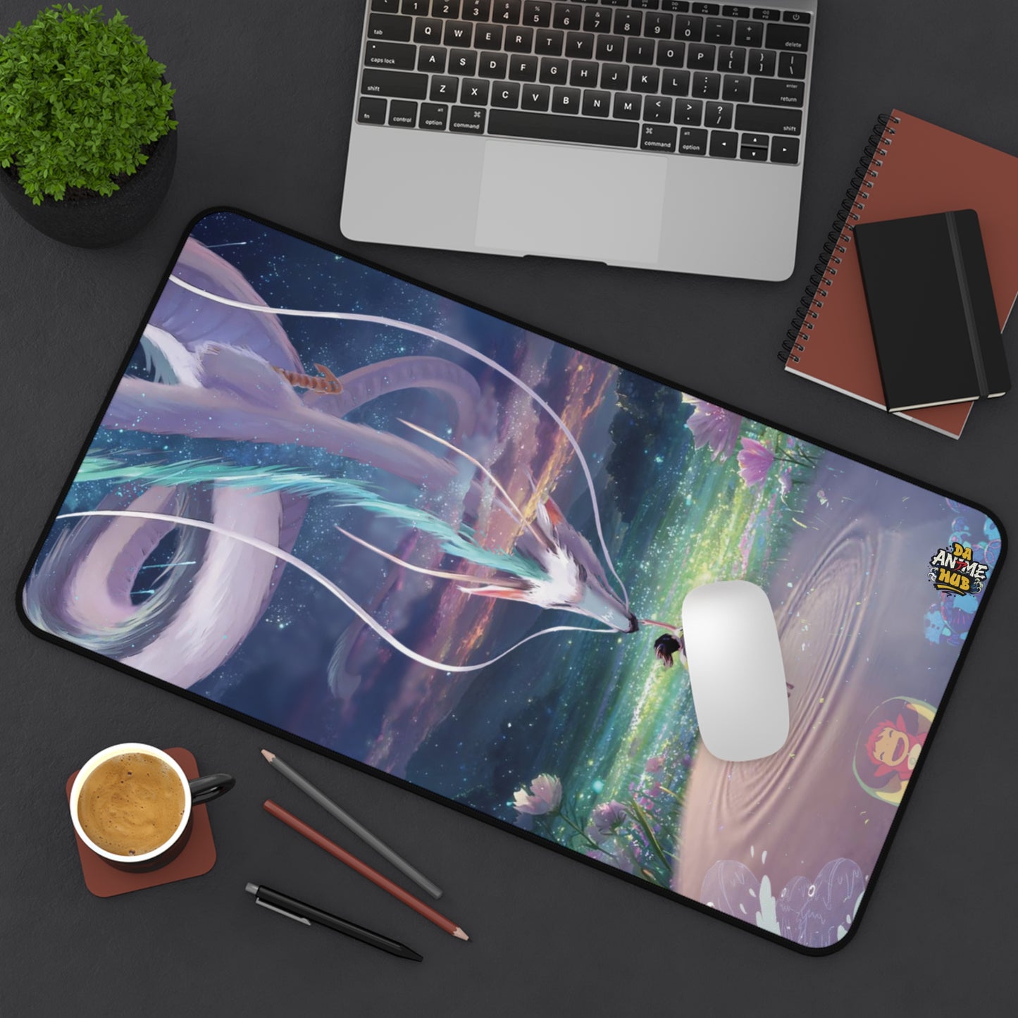 Ghibli-Inspired Desk Mat — Dreamy Haku & Chihiro Artwork