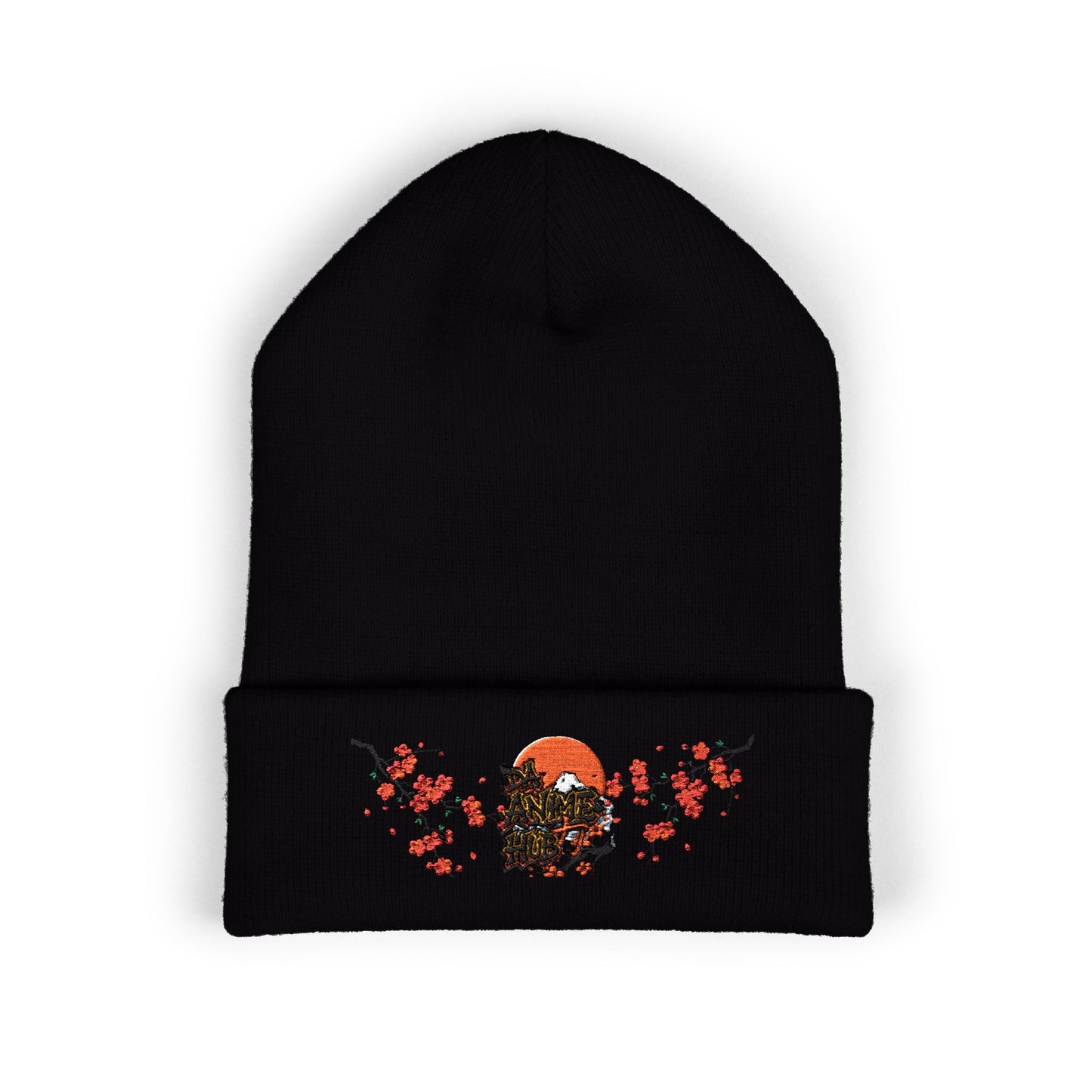 Embroidered Da Animehub Cherry Blossoms Cuffed Beanie