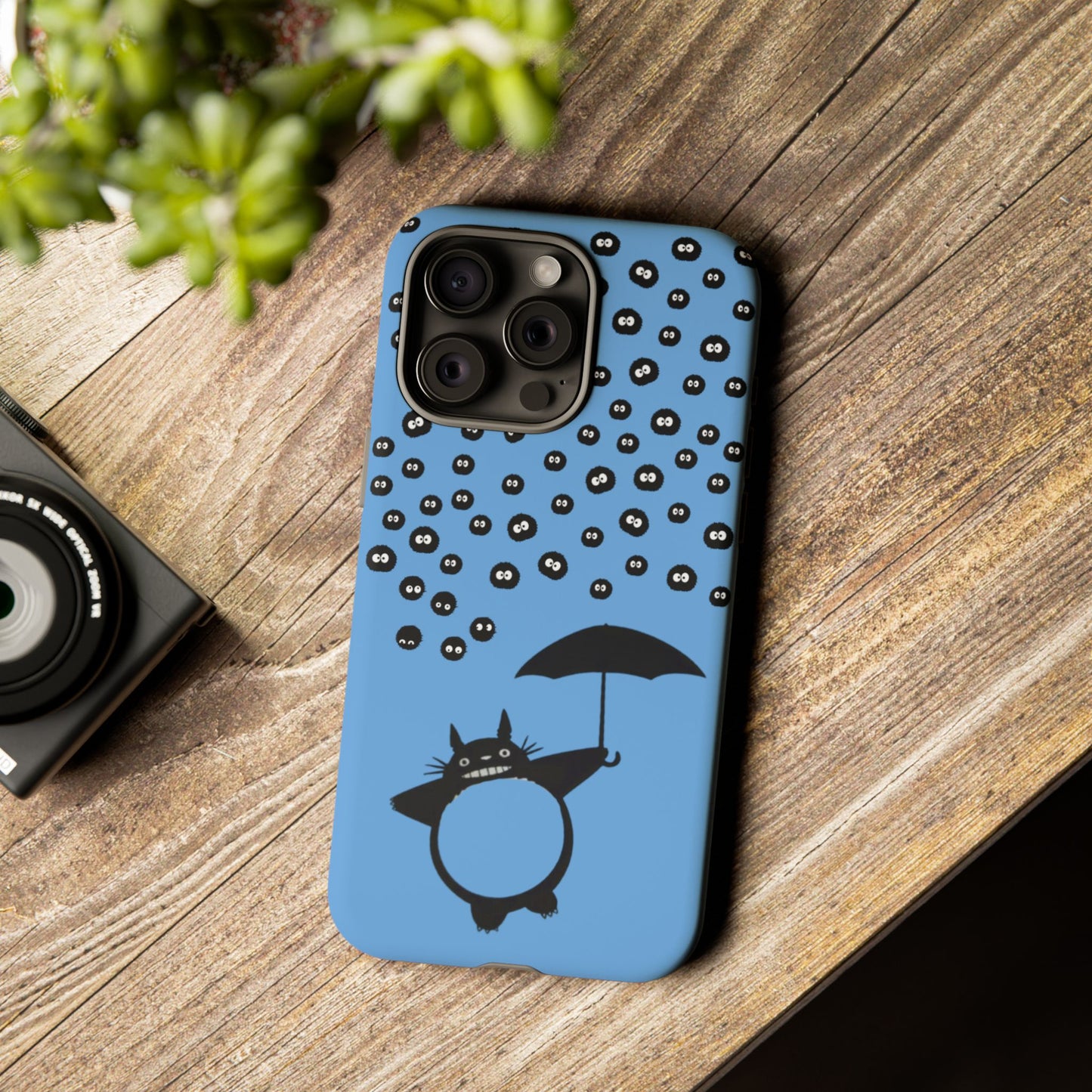 Totoro Umbrella Phone Case – Studio Ghibli-Inspired Totoro Soot Sprite Design