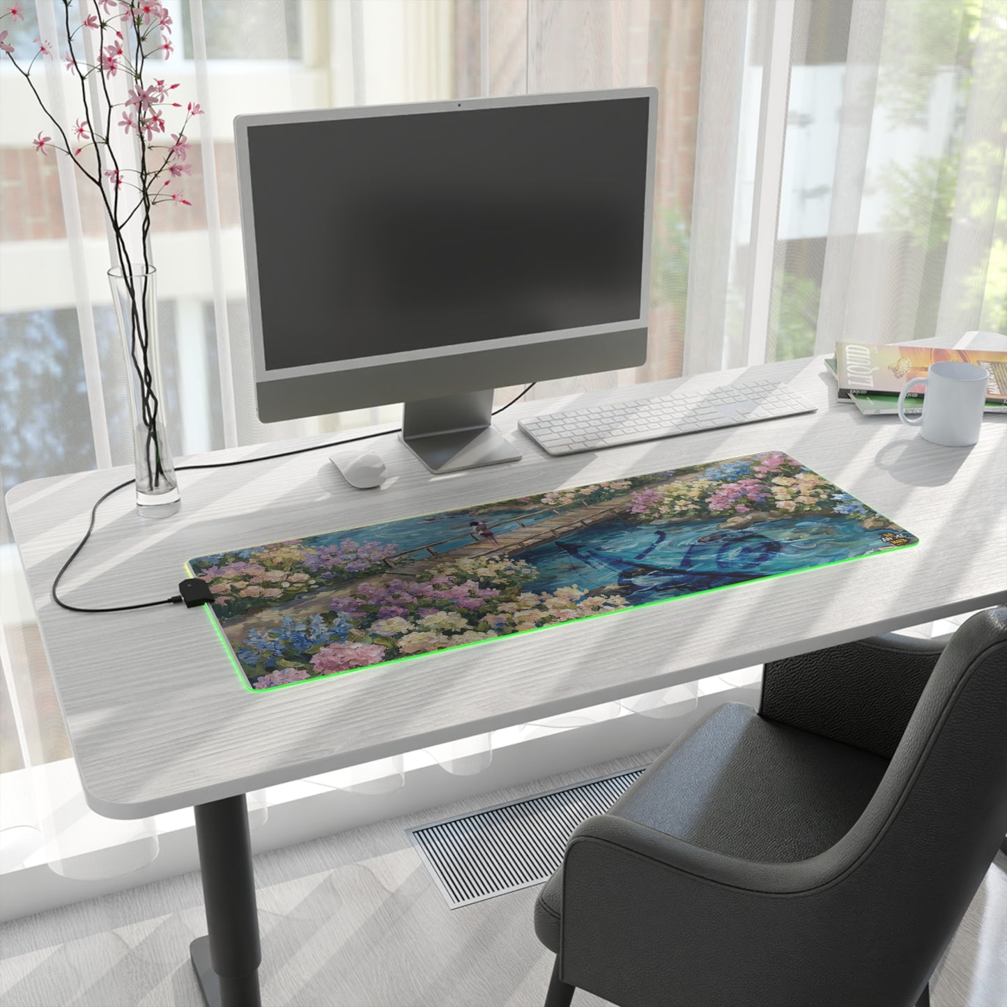 LED Mouse Pad —  Memories Of The Water Spirit , Chihiro & Haku Water Spirit Floral Garden