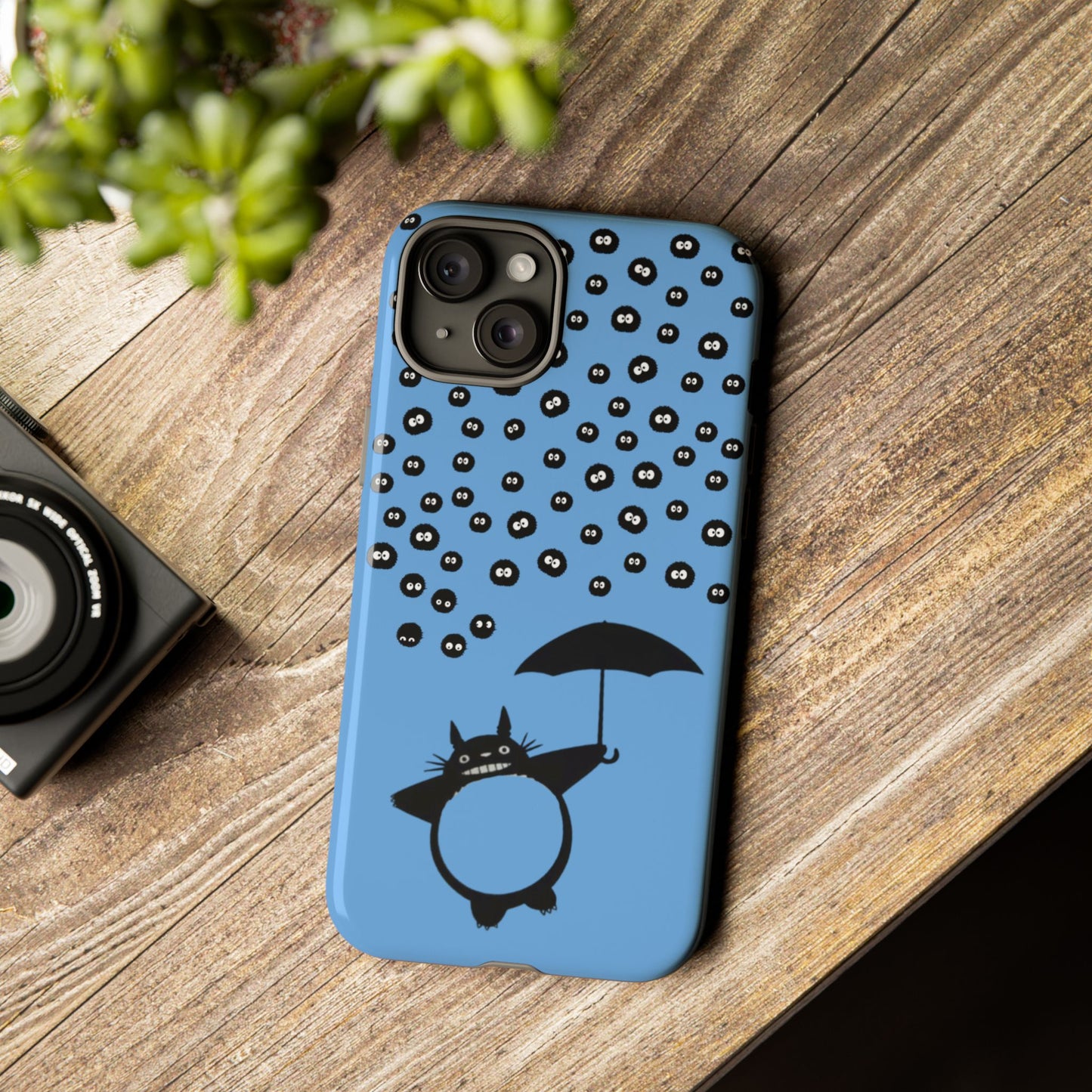 Totoro Umbrella Phone Case – Studio Ghibli-Inspired Totoro Soot Sprite Design