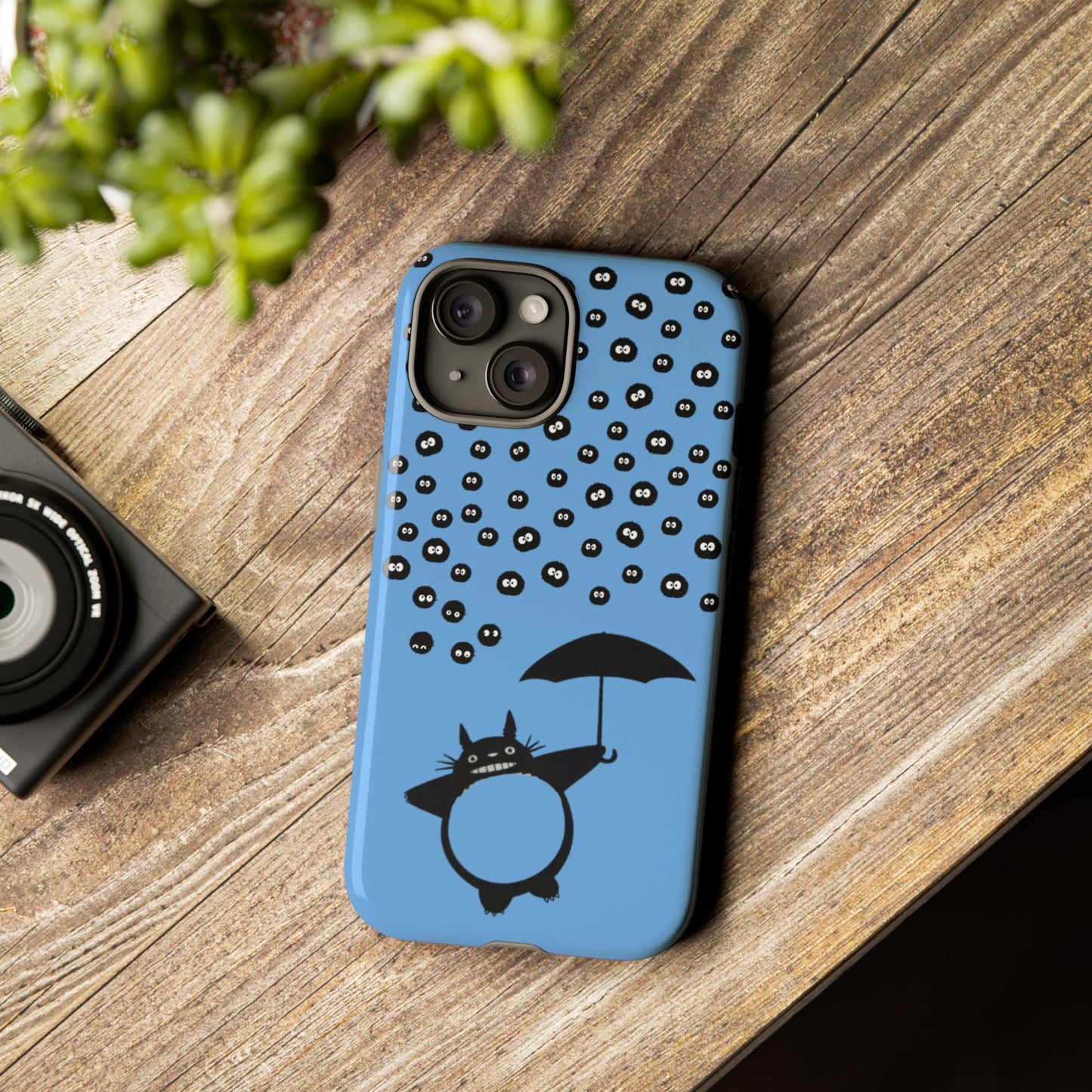 Totoro Umbrella Phone Case – Studio Ghibli-Inspired Totoro Soot Sprite Design