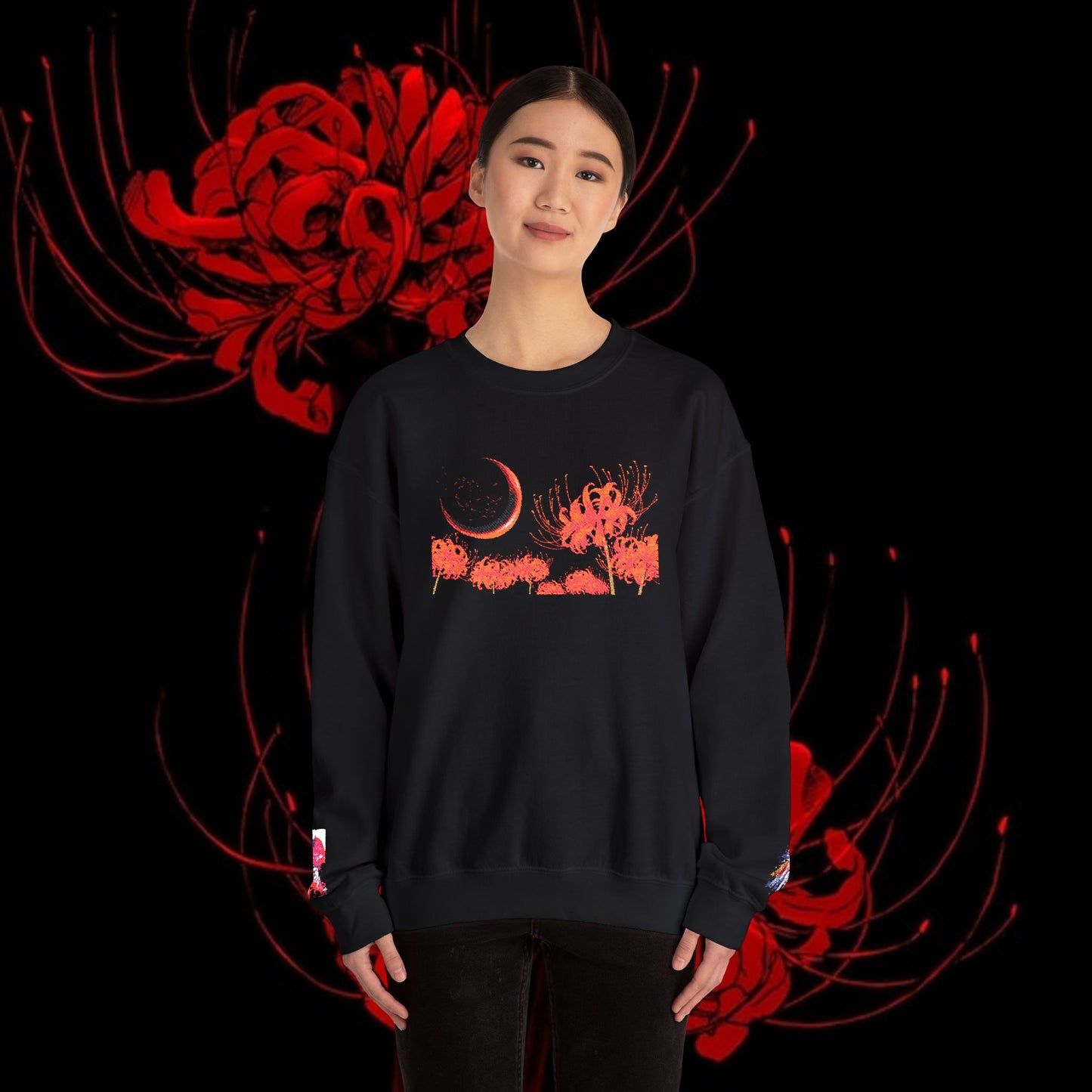 Tokyo Ghoul-Inspired Spider Lily Sweatshirt — Rize & Touka Anime Crewneck