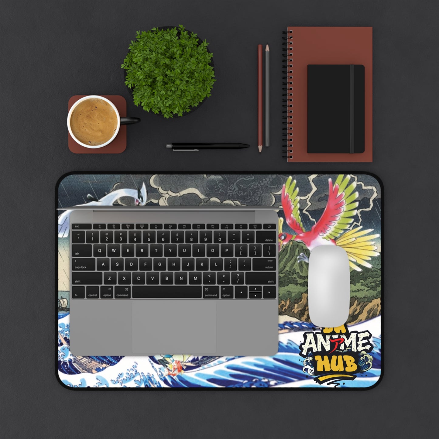 Legendary Birds Desk Mat — Great Wave Battling Deities Anime Design