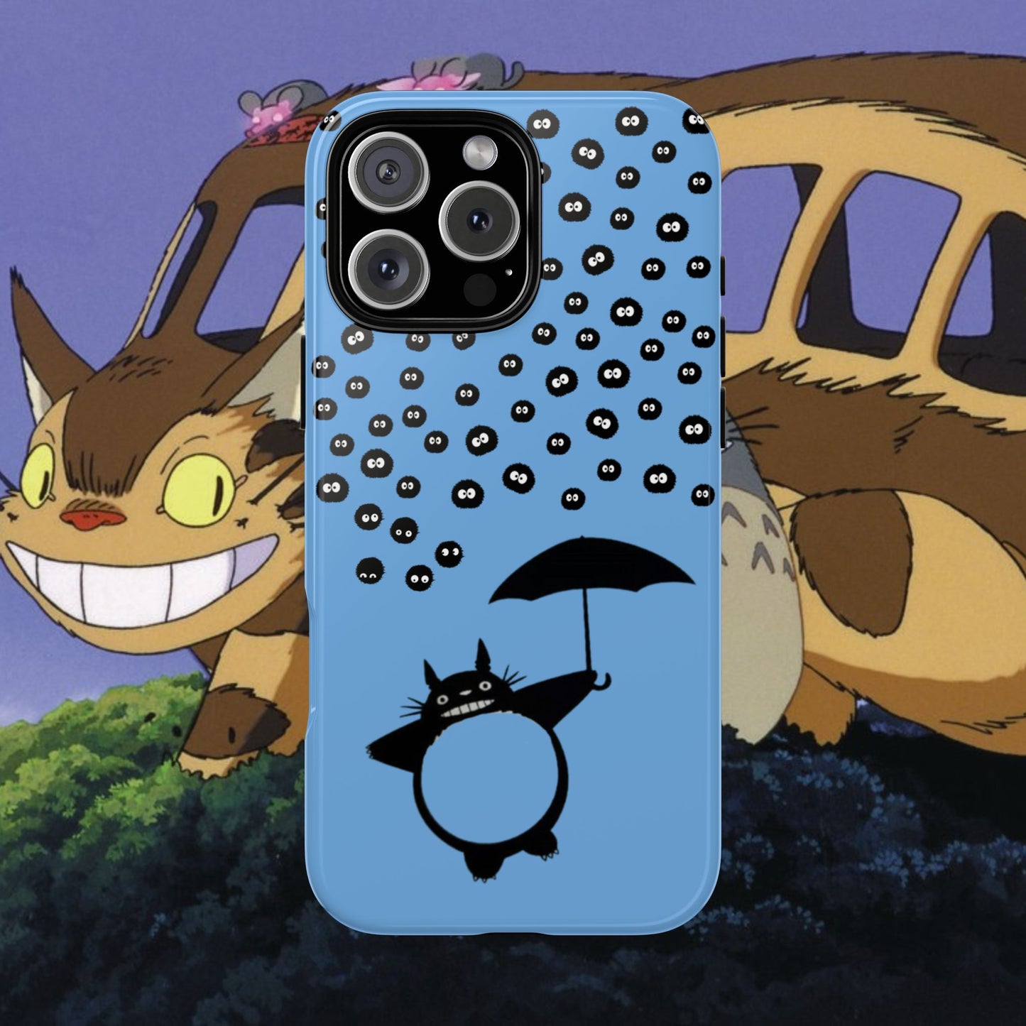 Totoro Umbrella Phone Case – Studio Ghibli-Inspired Totoro Soot Sprite Design