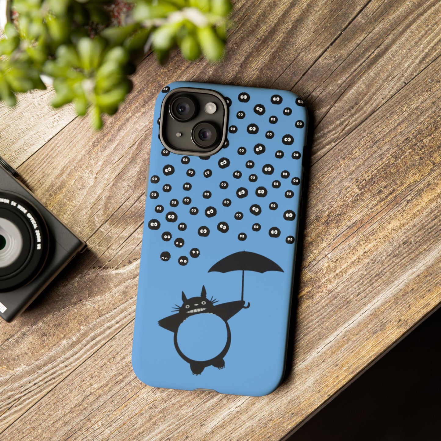 Totoro Umbrella Phone Case – Studio Ghibli-Inspired Totoro Soot Sprite Design