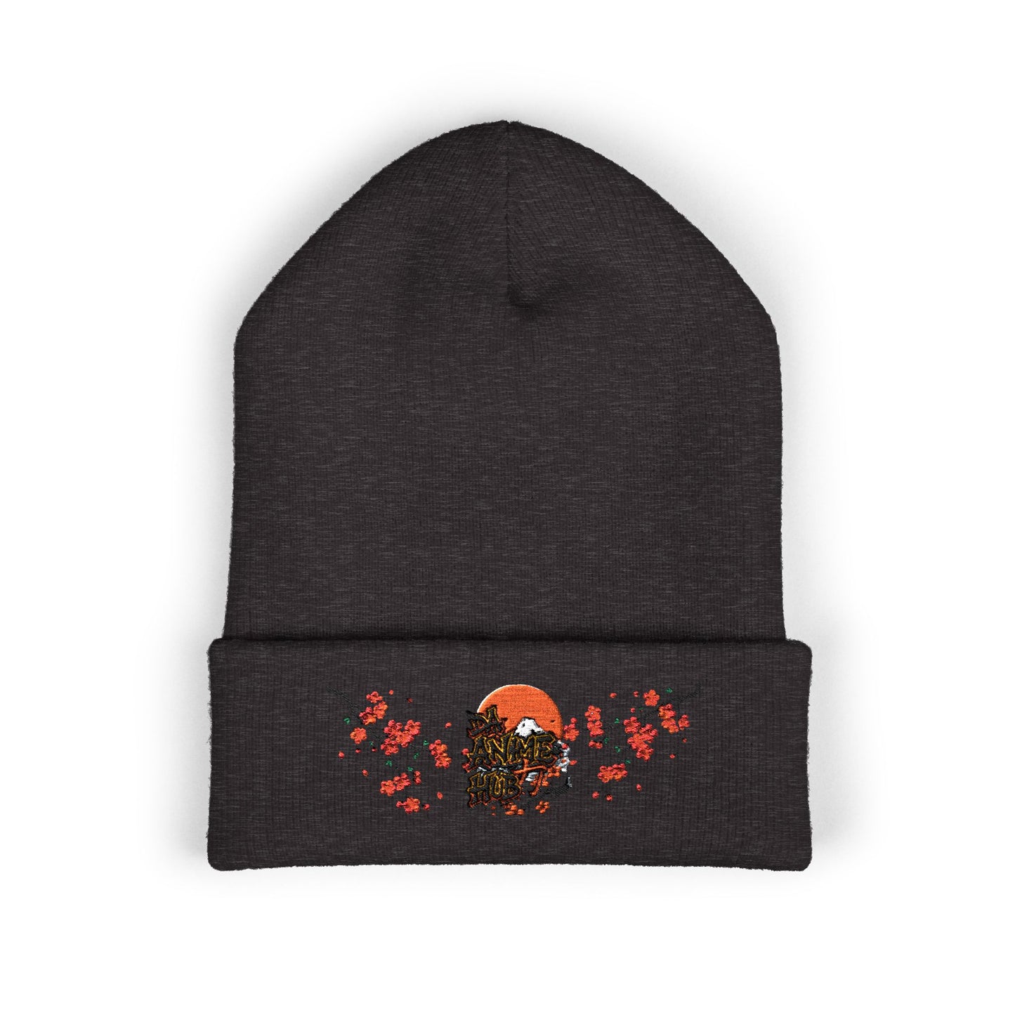 Embroidered Da Animehub Cherry Blossoms Cuffed Beanie
