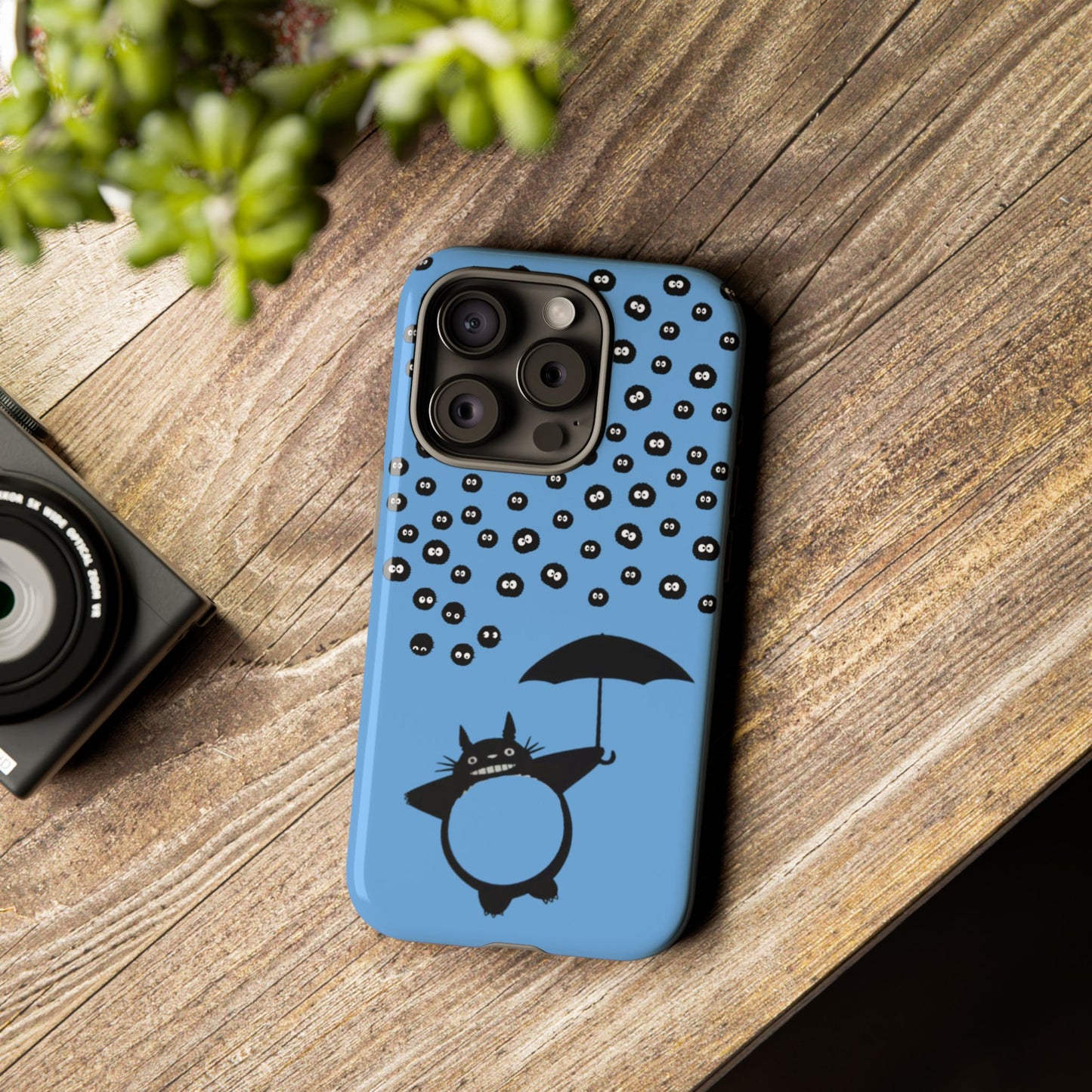 Totoro Umbrella Phone Case – Studio Ghibli-Inspired Totoro Soot Sprite Design