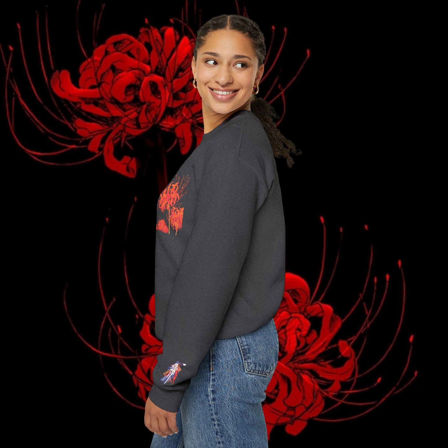 Tokyo Ghoul-Inspired Spider Lily Sweatshirt — Rize & Touka Anime Crewneck
