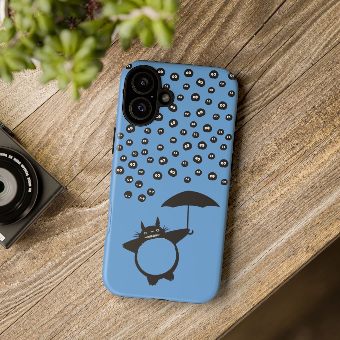 Totoro Umbrella Phone Case – Studio Ghibli-Inspired Totoro Soot Sprite Design