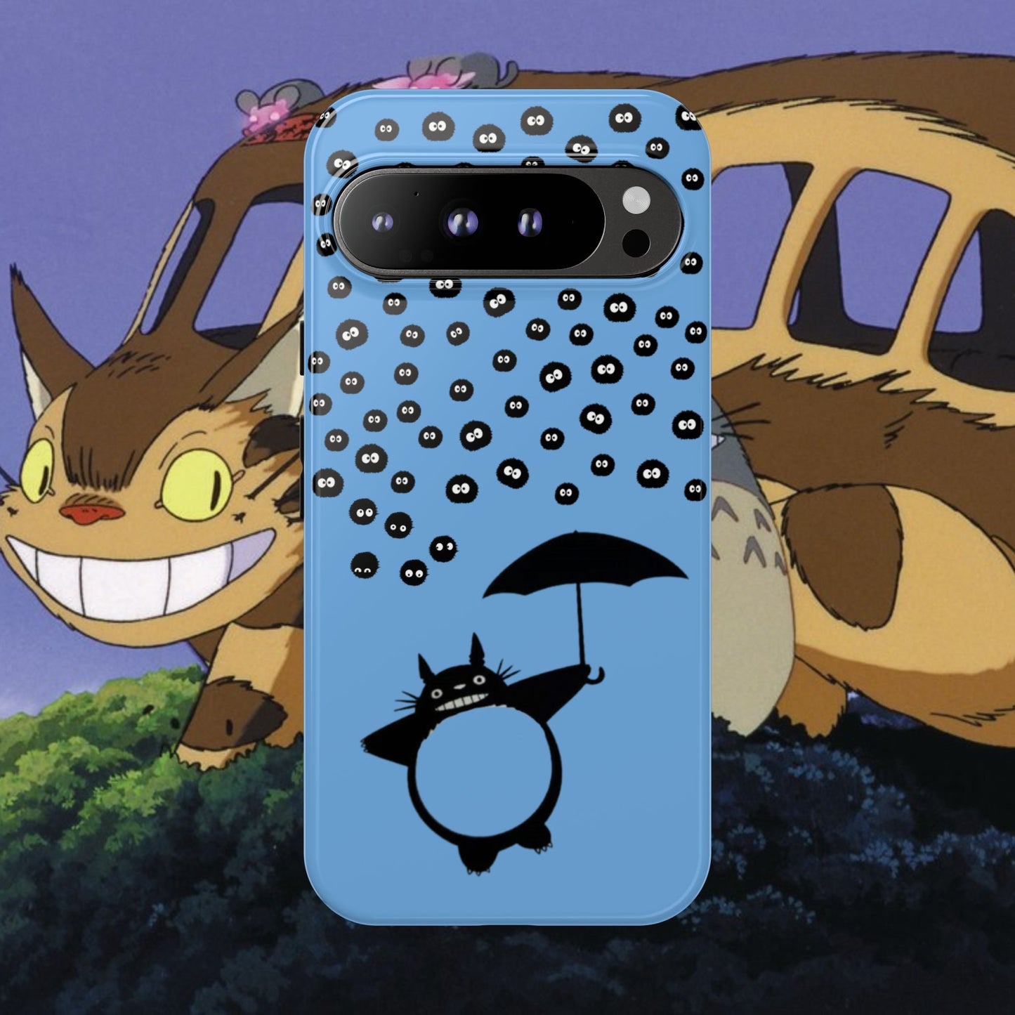 Totoro Umbrella Phone Case – Studio Ghibli-Inspired Totoro Soot Sprite Design