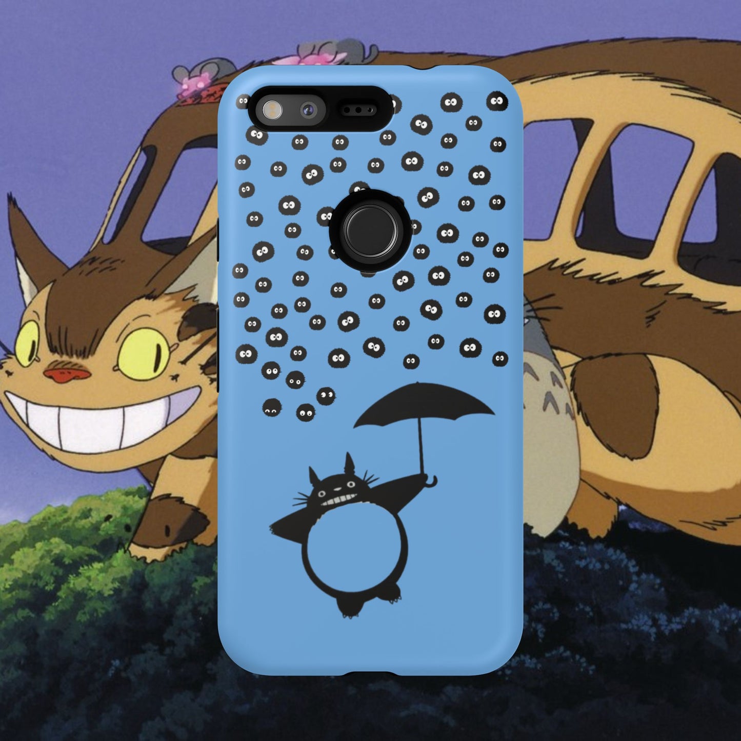 Totoro Umbrella Phone Case – Studio Ghibli-Inspired Totoro Soot Sprite Design