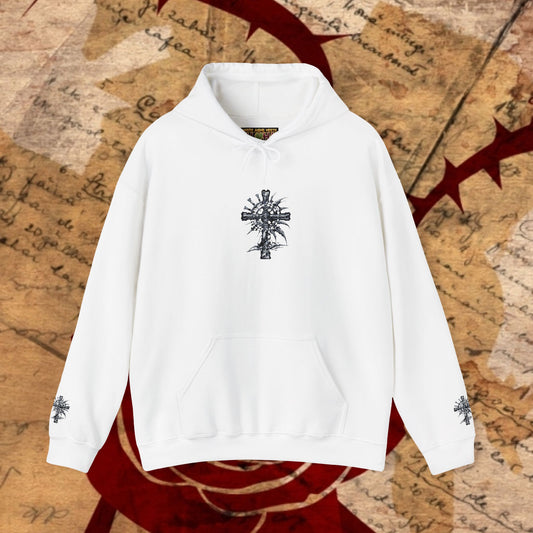 Trinity Blood Gothic Cross Hoodie — Roses & Dark Vampire Aesthetic