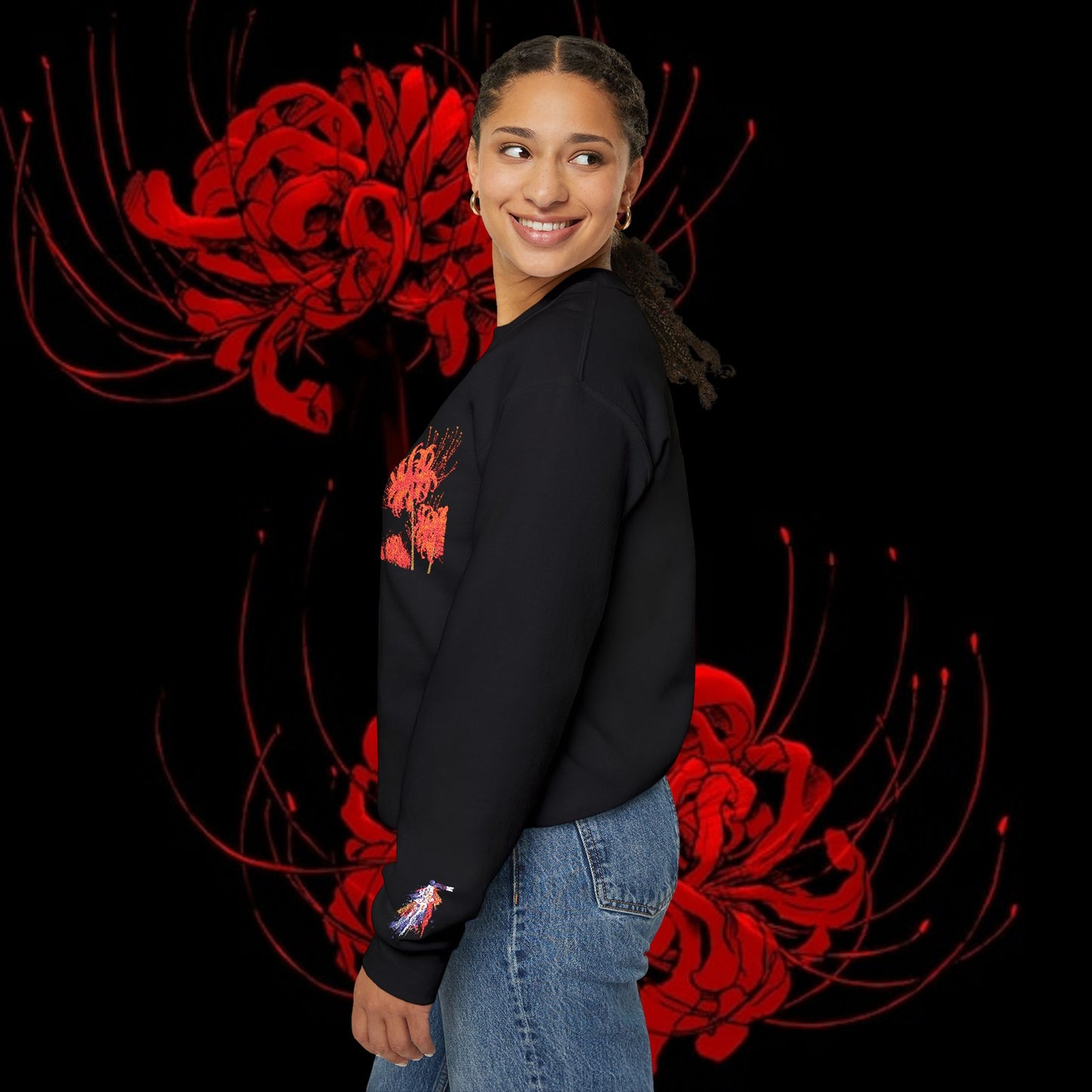 Tokyo Ghoul-Inspired Spider Lily Sweatshirt — Rize & Touka Anime Crewneck