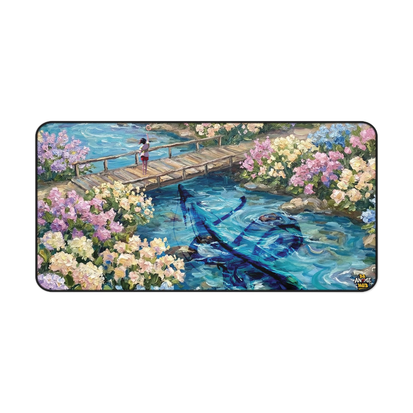 Studio Ghibli–Inspired Haku & Chihiro Floral Garden Desk Mat — Water Spirit Memories