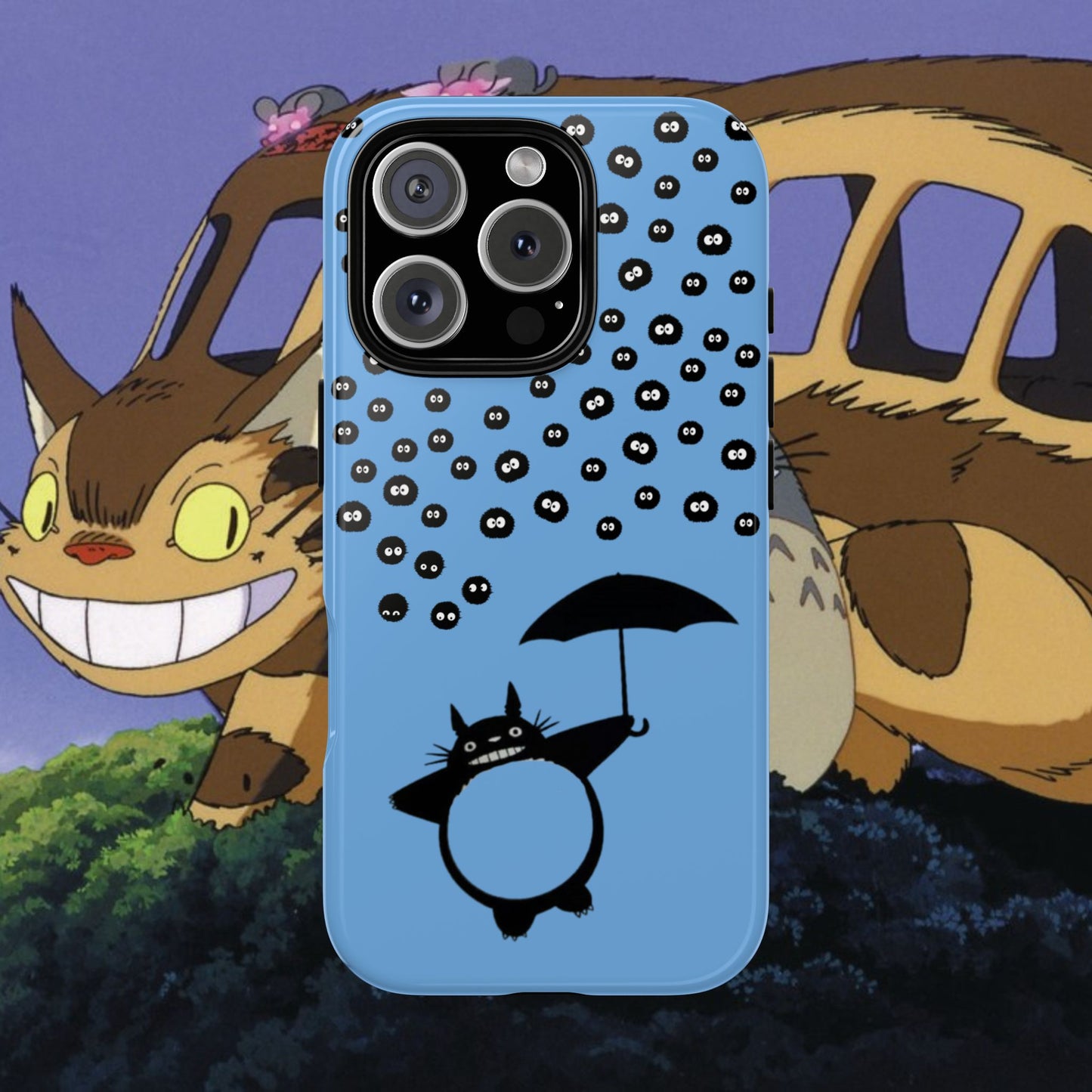 Totoro Umbrella Phone Case – Studio Ghibli-Inspired Totoro Soot Sprite Design