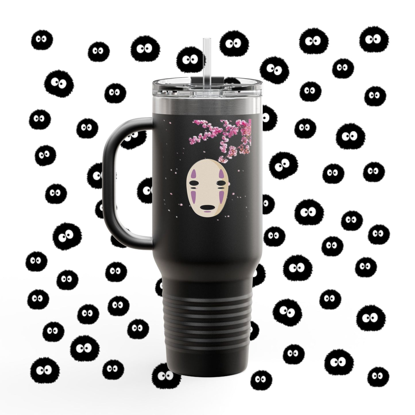 40oz Insulated Travel Mug — Cherry Blossoms with No-Face Mask Design