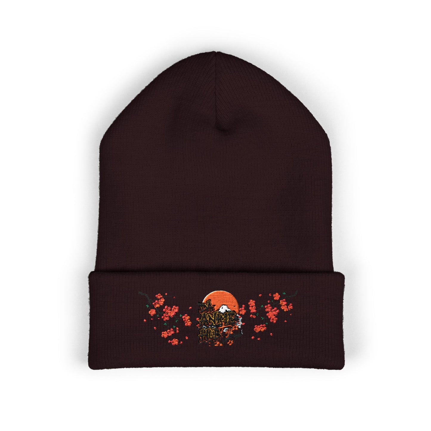 Embroidered Da Animehub Cherry Blossoms Cuffed Beanie