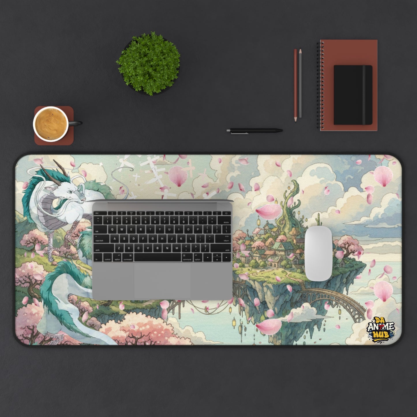 Spirited Away Haku Cherry Blossom Desk Mat — Tranquil Anime Desk Pad