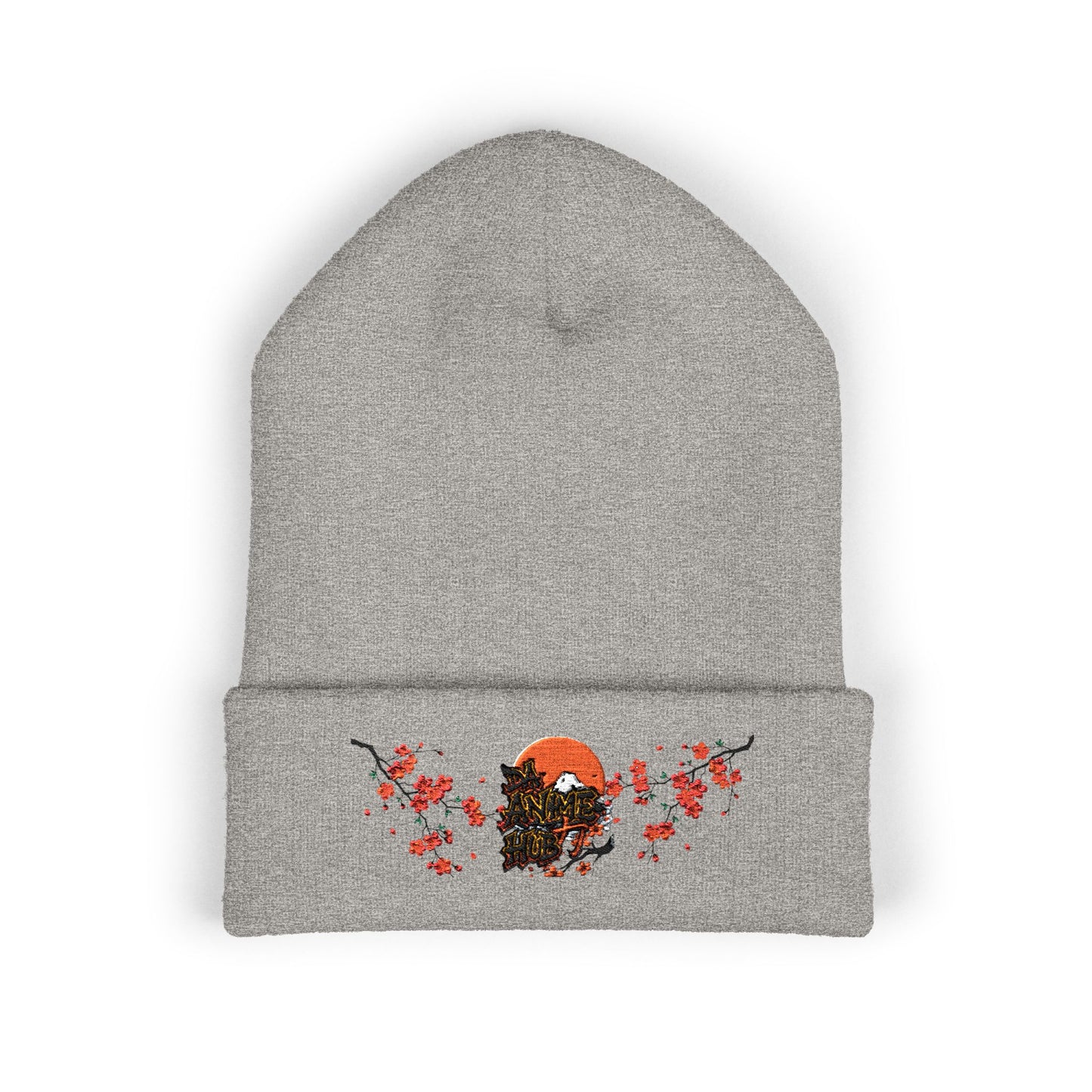 Embroidered Da Animehub Cherry Blossoms Cuffed Beanie