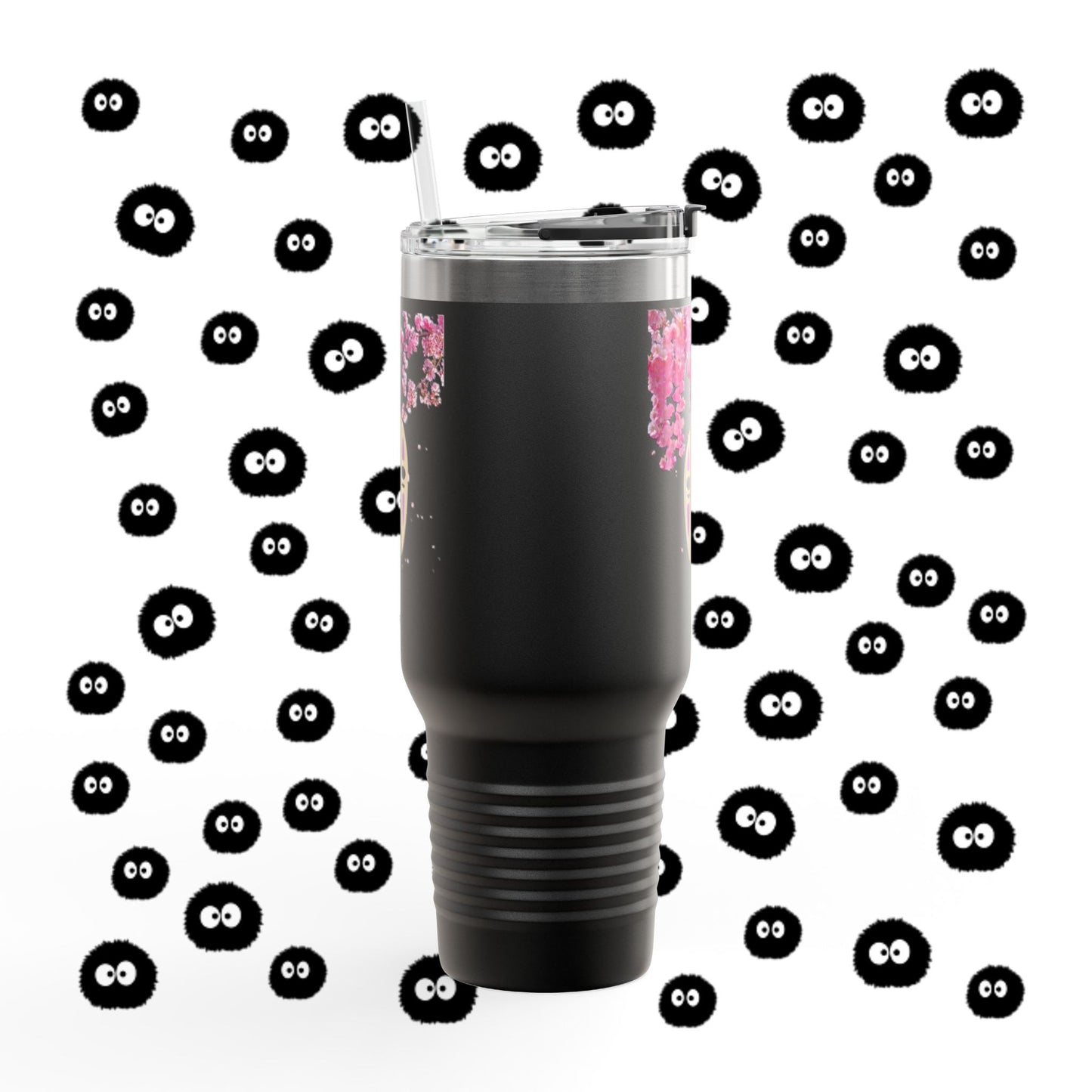 40oz Insulated Travel Mug — Cherry Blossoms with No-Face Mask Design