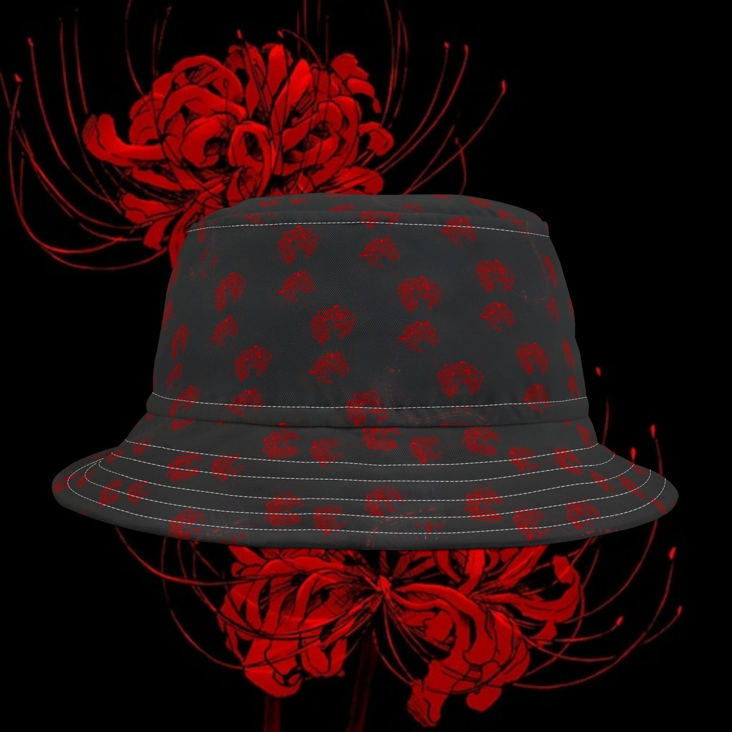 Tokyo Ghoul-Inspired Red Spider Lily Bucket Hat — Centipede Graphic