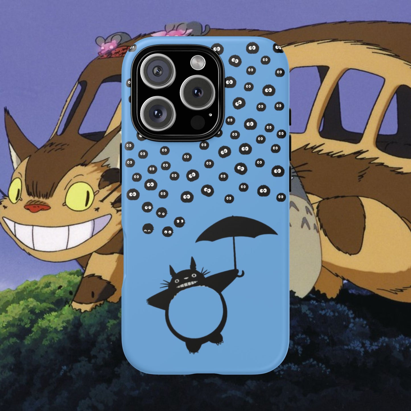 Totoro Umbrella Phone Case – Studio Ghibli-Inspired Totoro Soot Sprite Design
