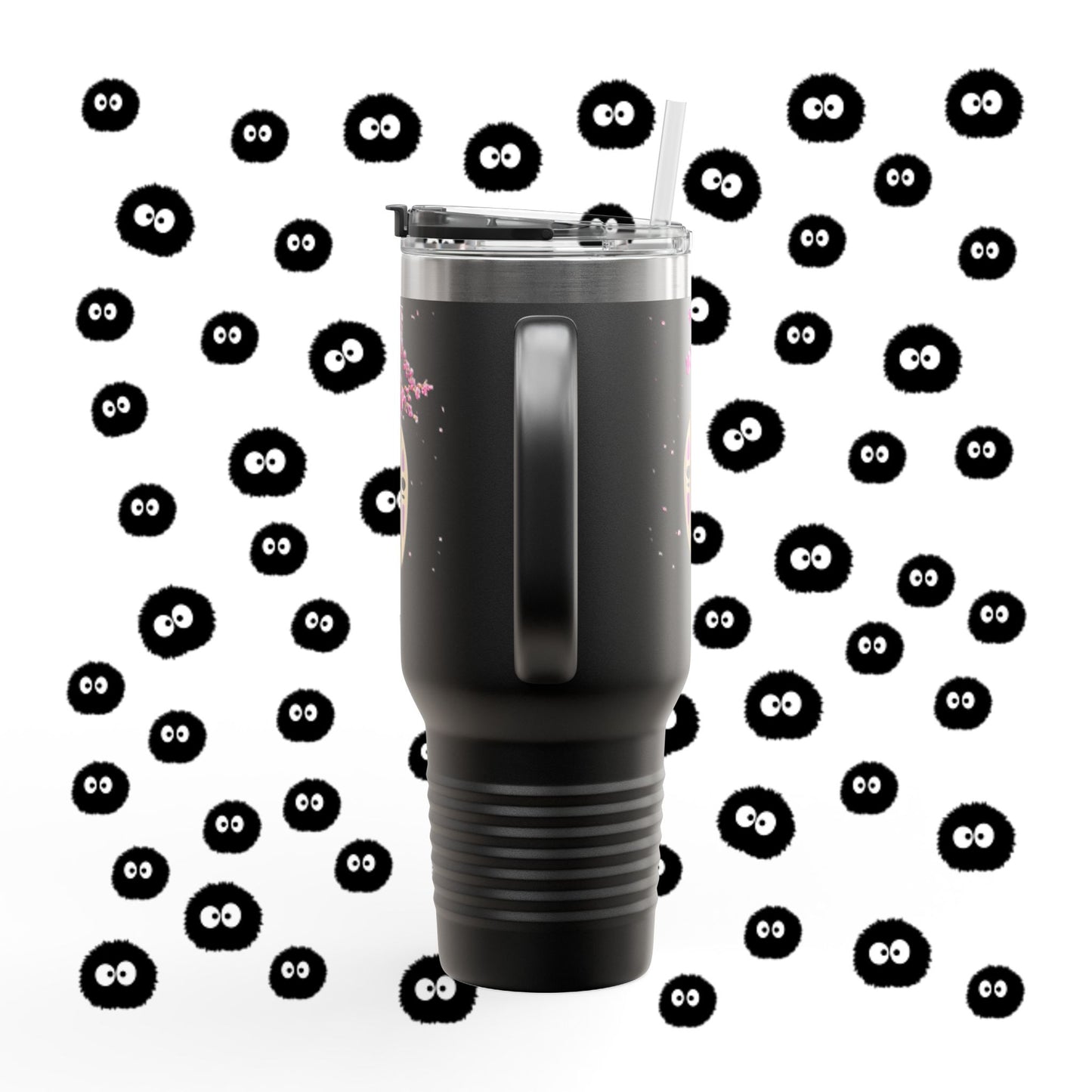 40oz Insulated Travel Mug — Cherry Blossoms with No-Face Mask Design