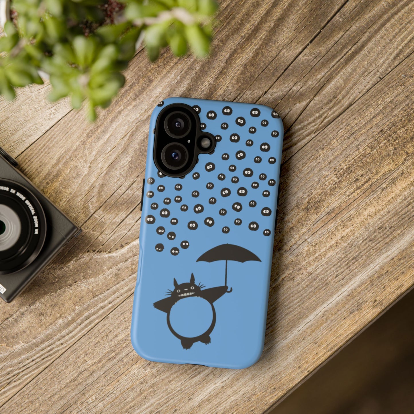 Totoro Umbrella Phone Case – Studio Ghibli-Inspired Totoro Soot Sprite Design