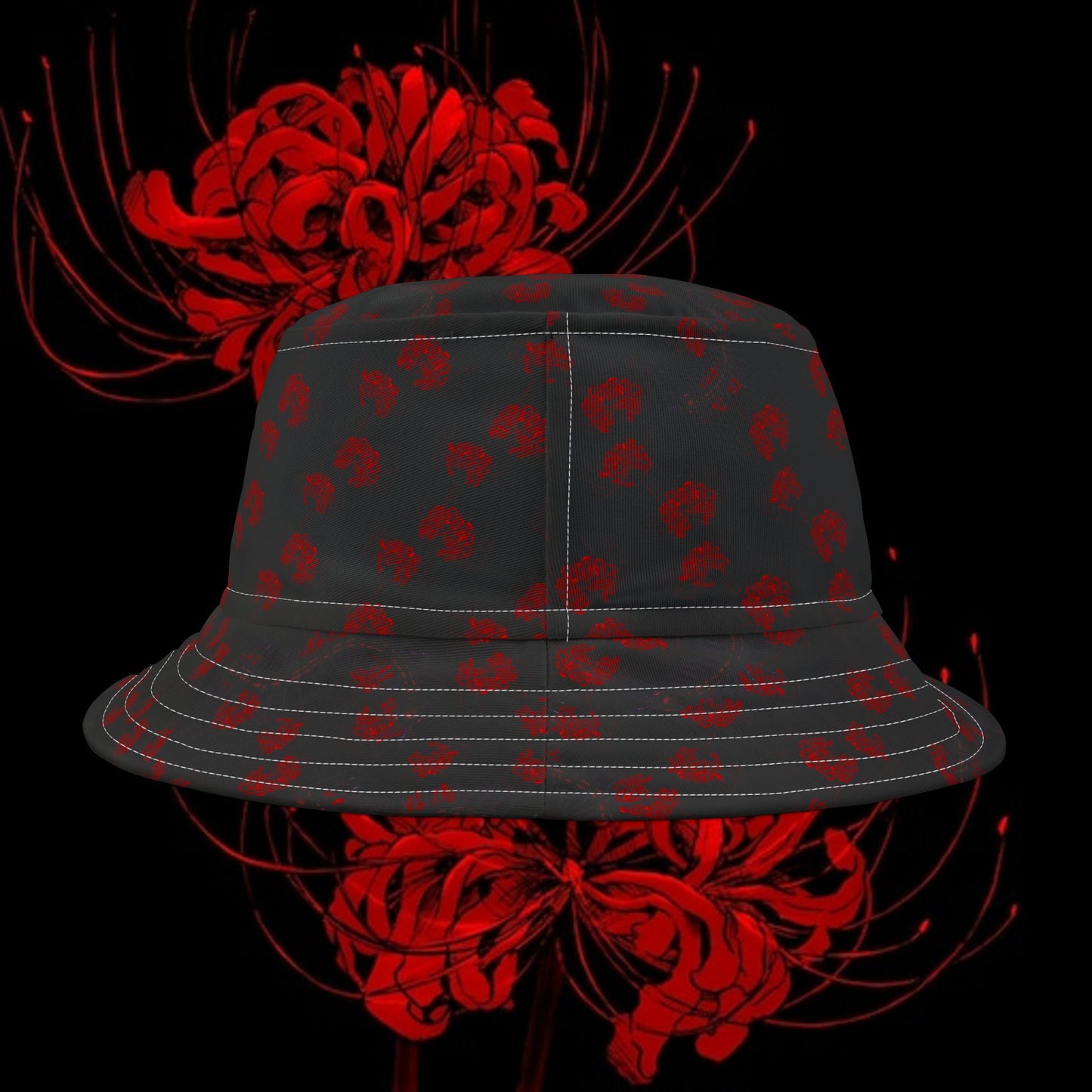 Tokyo Ghoul-Inspired Red Spider Lily Bucket Hat — Centipede Graphic
