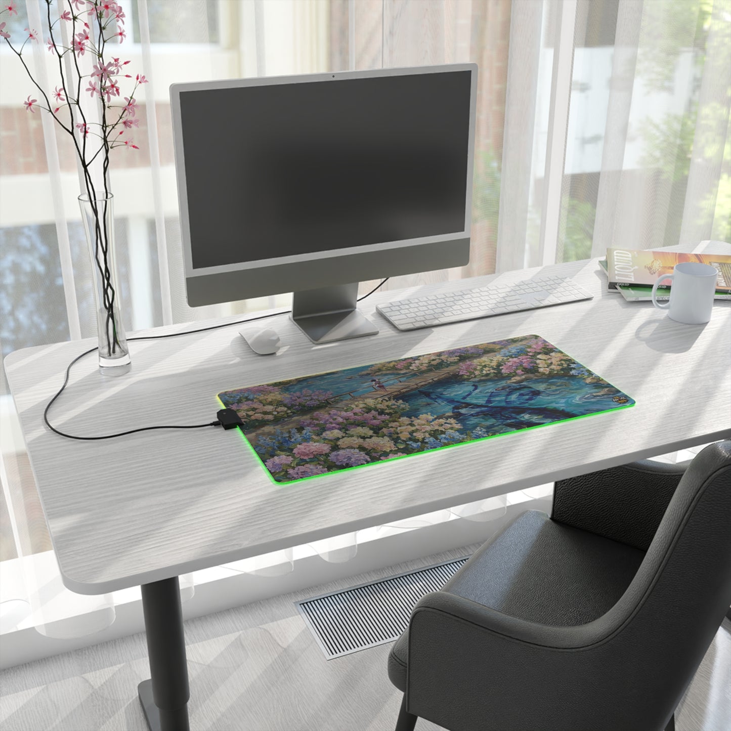 LED Mouse Pad —  Memories Of The Water Spirit , Chihiro & Haku Water Spirit Floral Garden
