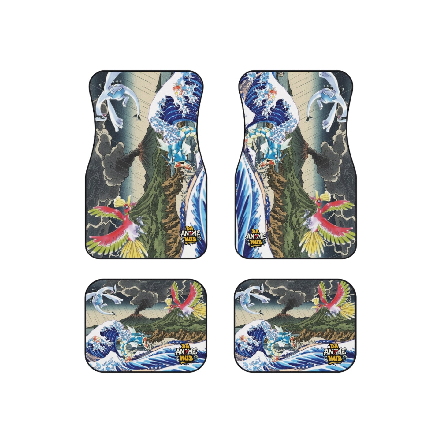 Japanese Wave & Legendary Birds Car Floor Mats (Set of 4)