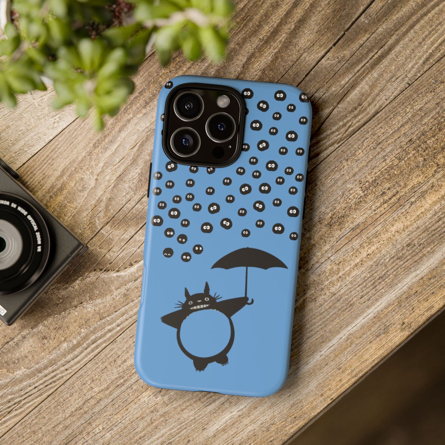 Totoro Umbrella Phone Case – Studio Ghibli-Inspired Totoro Soot Sprite Design