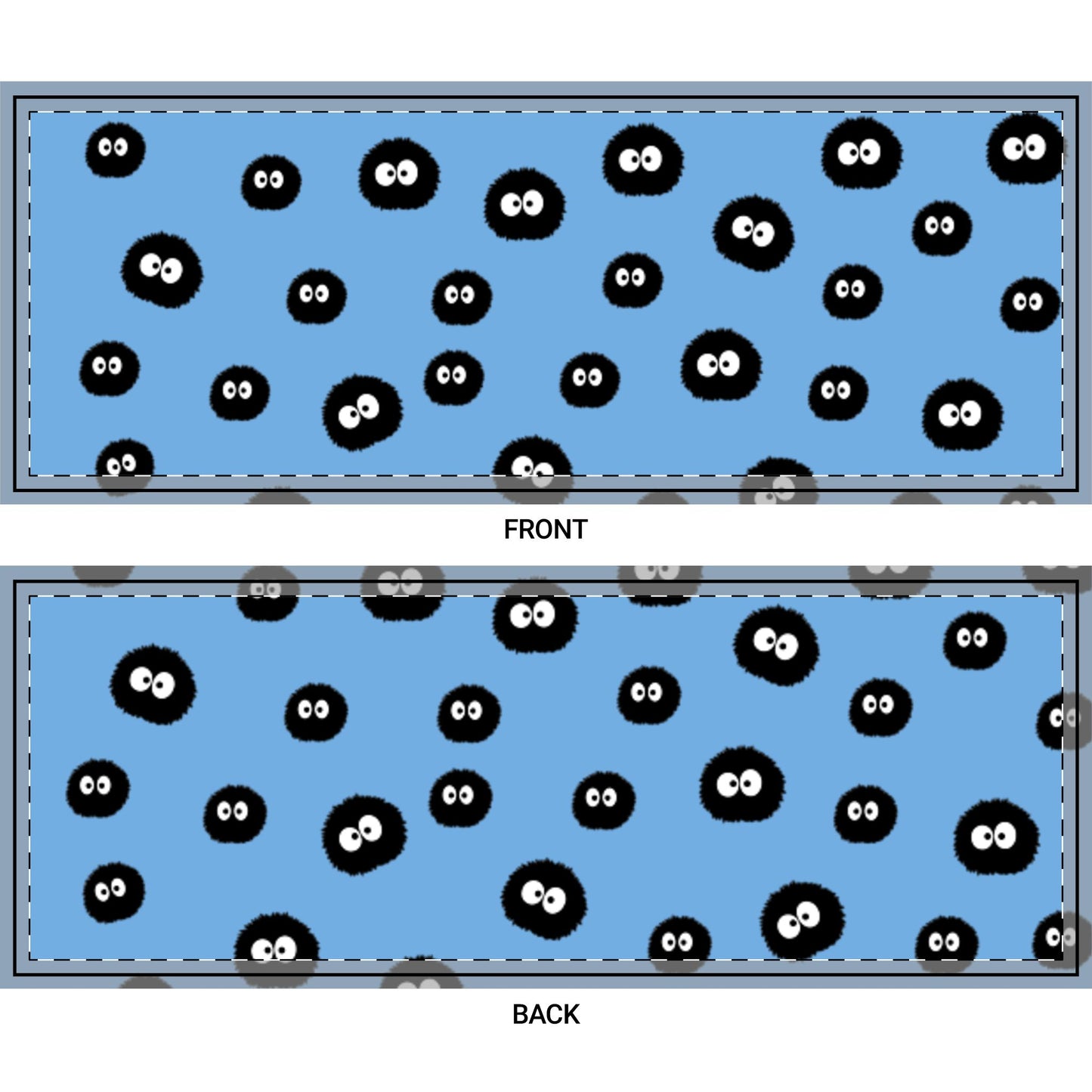 Cute Soot Sprite Body Pillow Cover — Blue Kawaii Pattern