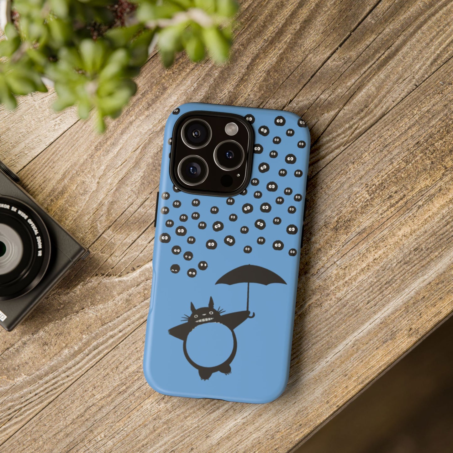 Totoro Umbrella Phone Case – Studio Ghibli-Inspired Totoro Soot Sprite Design