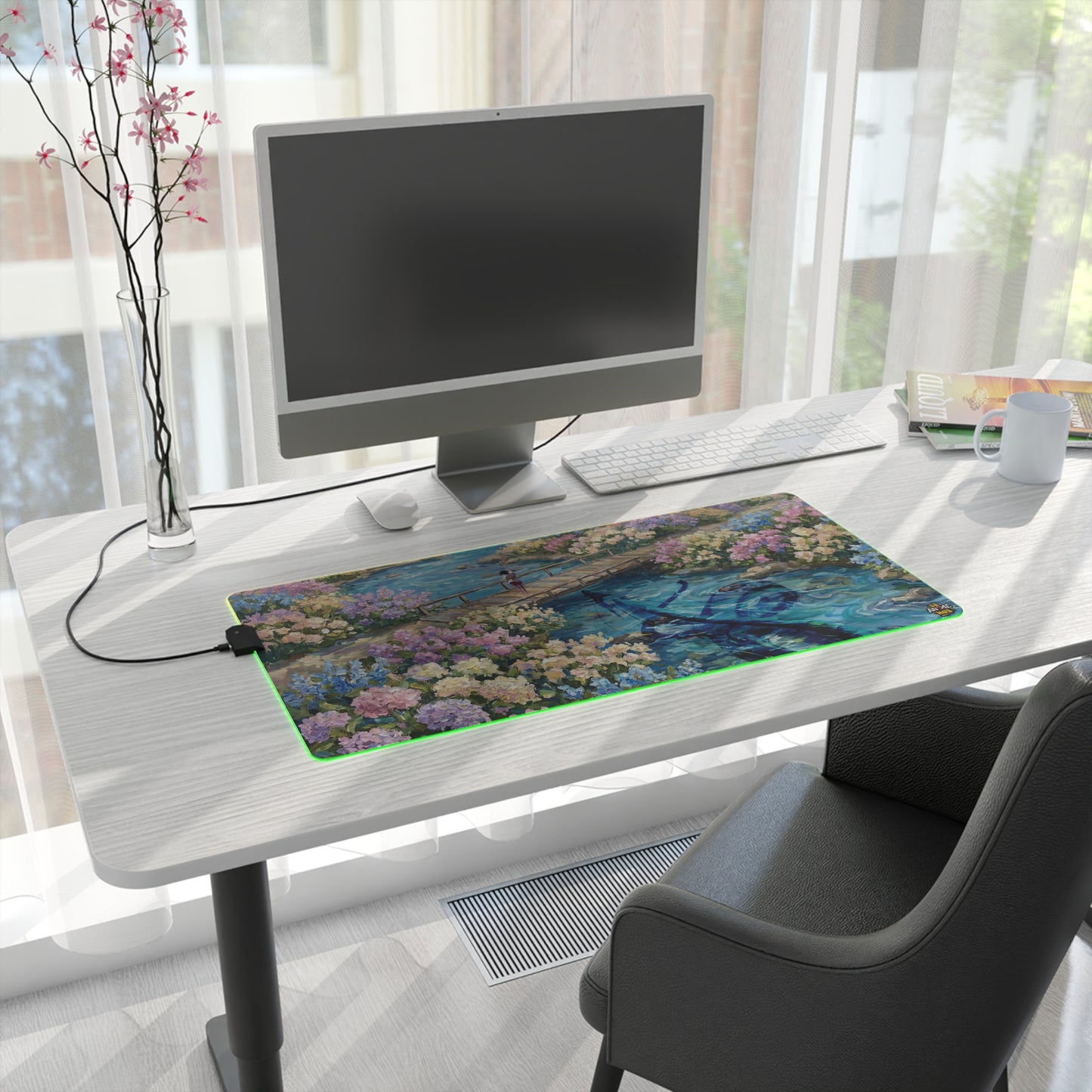 LED Mouse Pad —  Memories Of The Water Spirit , Chihiro & Haku Water Spirit Floral Garden