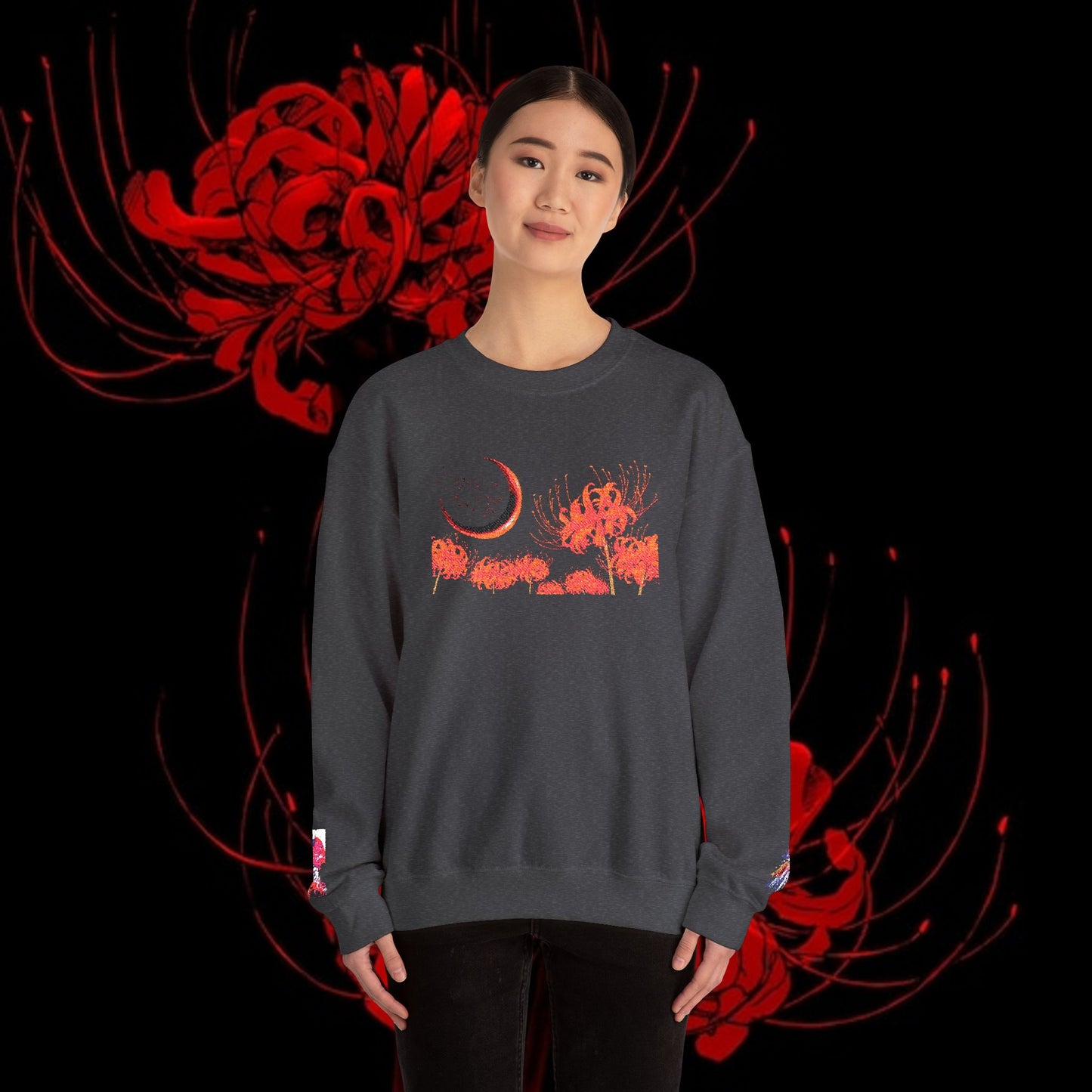 Tokyo Ghoul-Inspired Spider Lily Sweatshirt — Rize & Touka Anime Crewneck