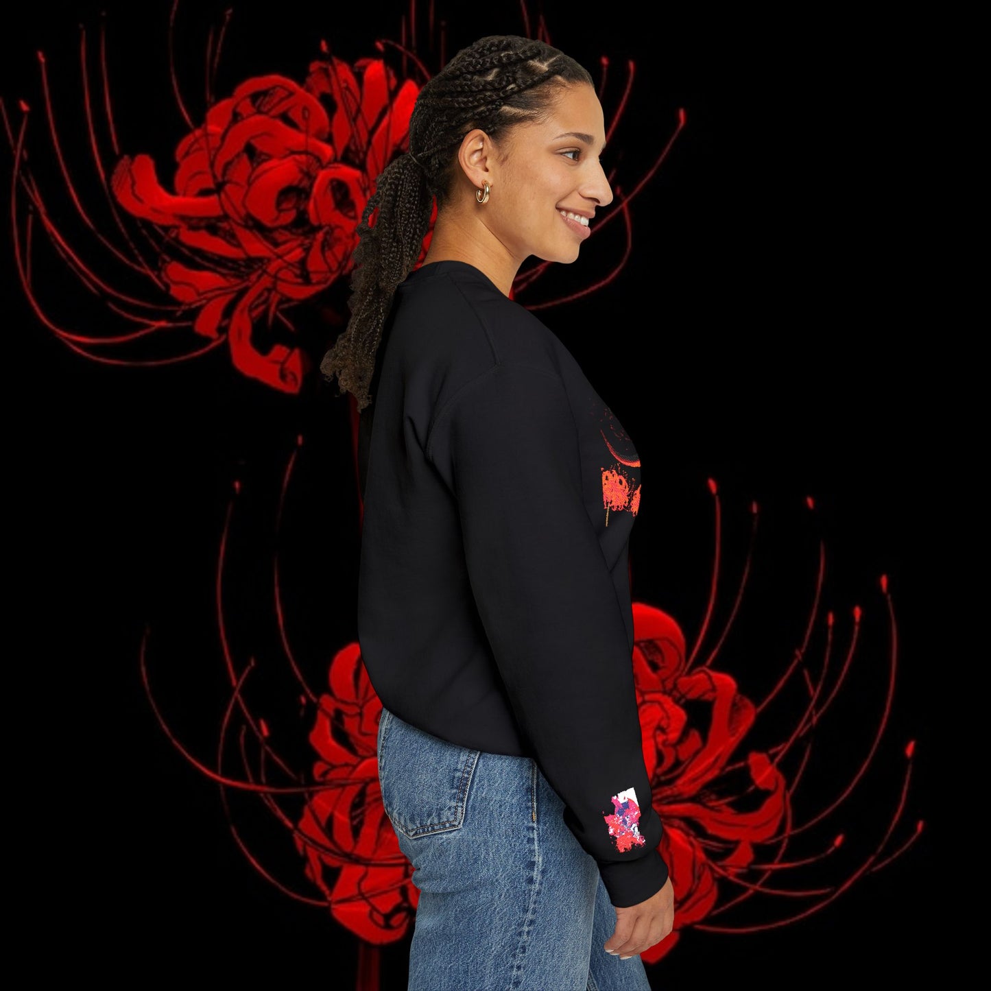 Tokyo Ghoul-Inspired Spider Lily Sweatshirt — Rize & Touka Anime Crewneck
