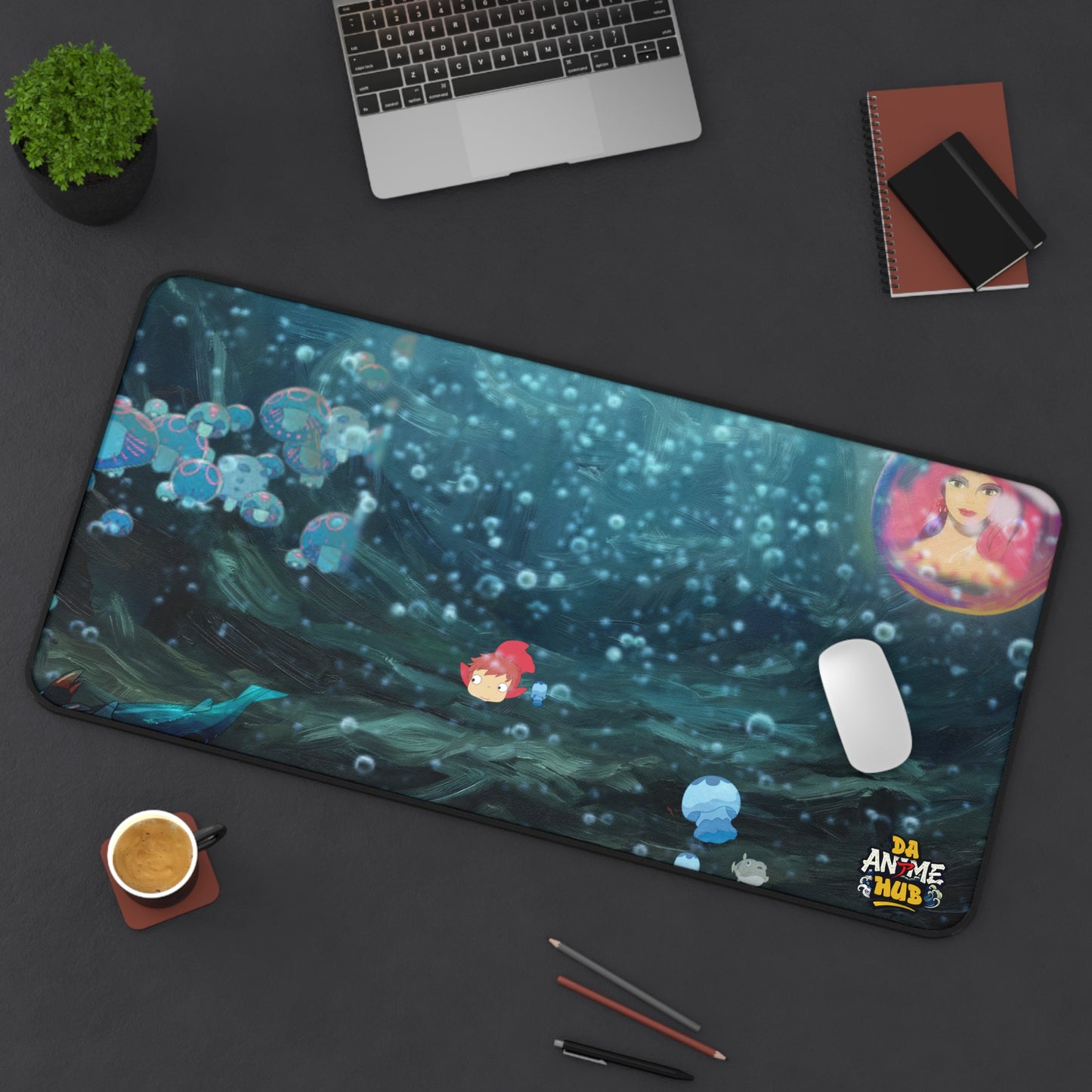 Ponyo-Inspired Deep Sea Exploration Desk Mat — Cute Studio Ghibli Style